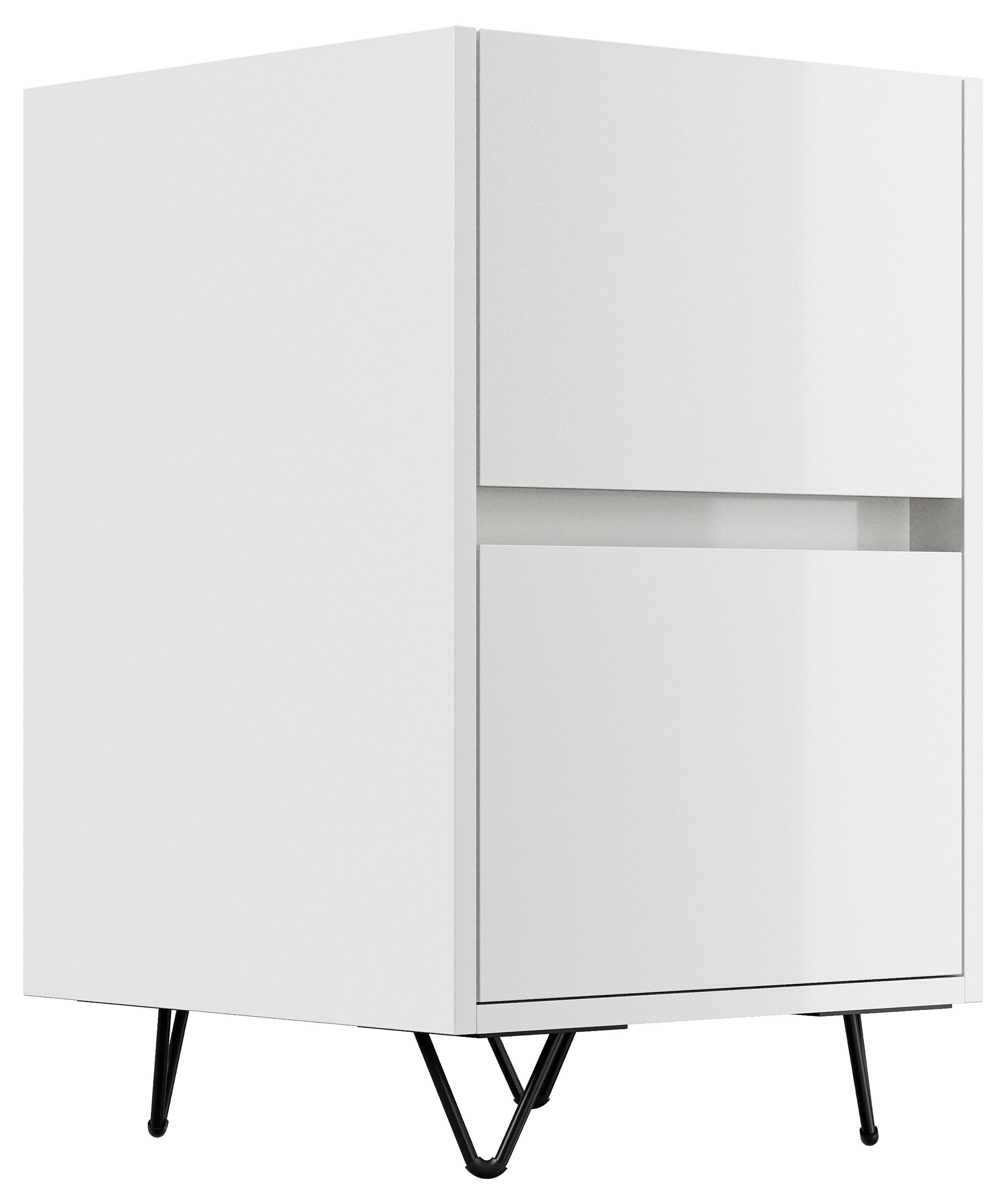 Nachttisch Yako 40cm 2 SoftClose stehend Weiß & Eiche Top