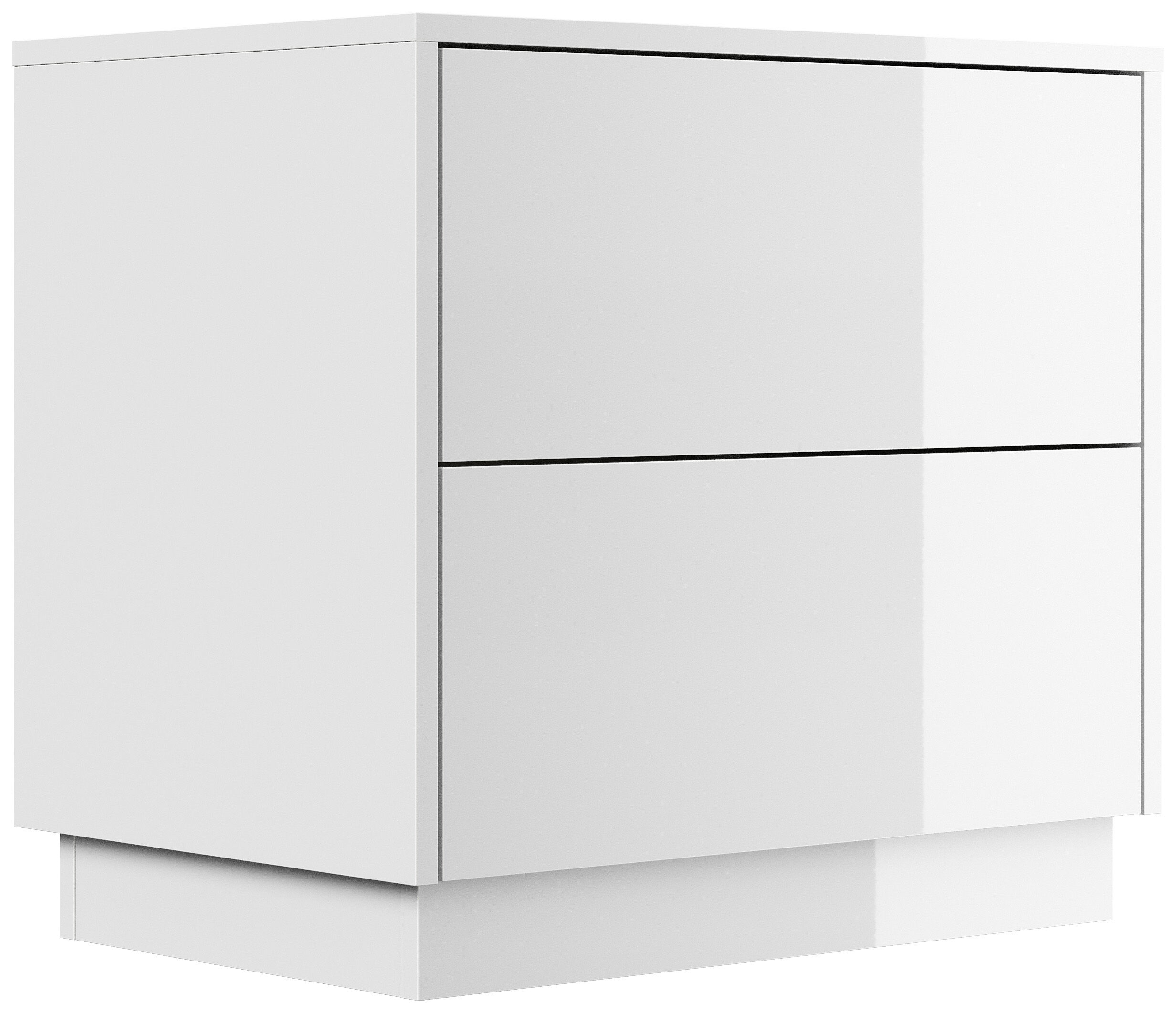 Design Nachttisch Concepto L 60cm stehend, 2 Pushauszüge Weiß Hgl Eiche