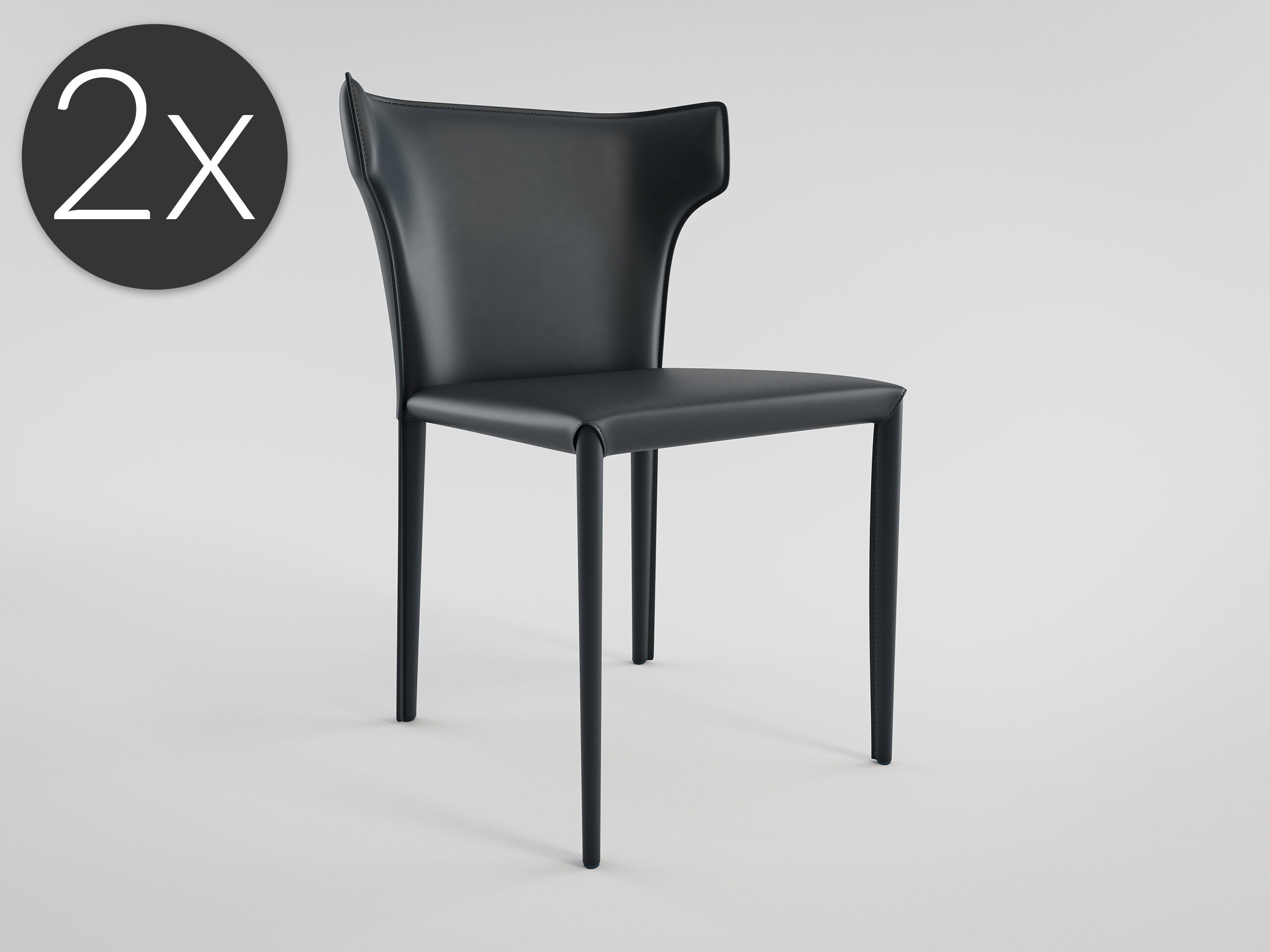 2er Set Esszimmerstuhl Design Küchenstuhl Vince Kunstleder creme Metallbeine