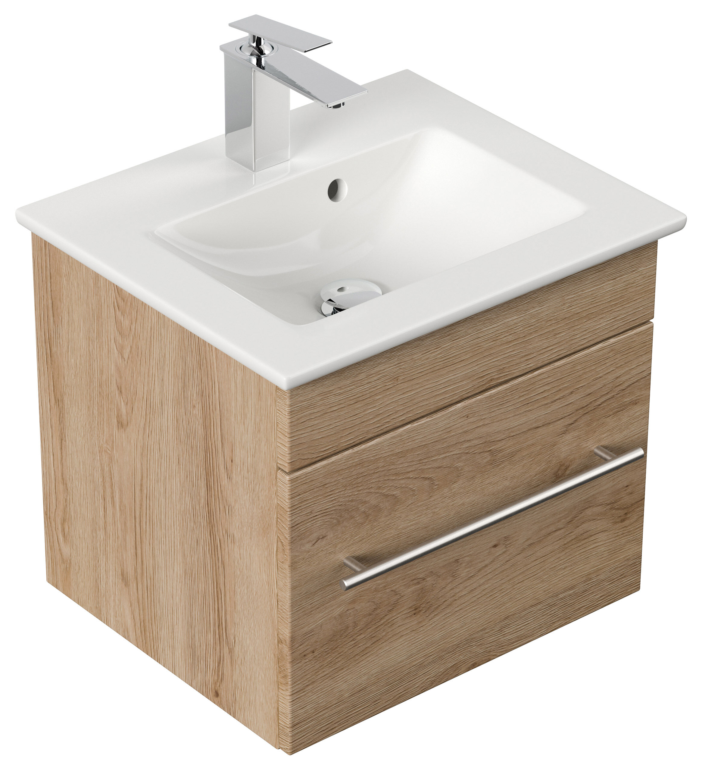 Badmöbel mit Villeroy & Boch Venticello Waschbecken 50 cm eiche hell