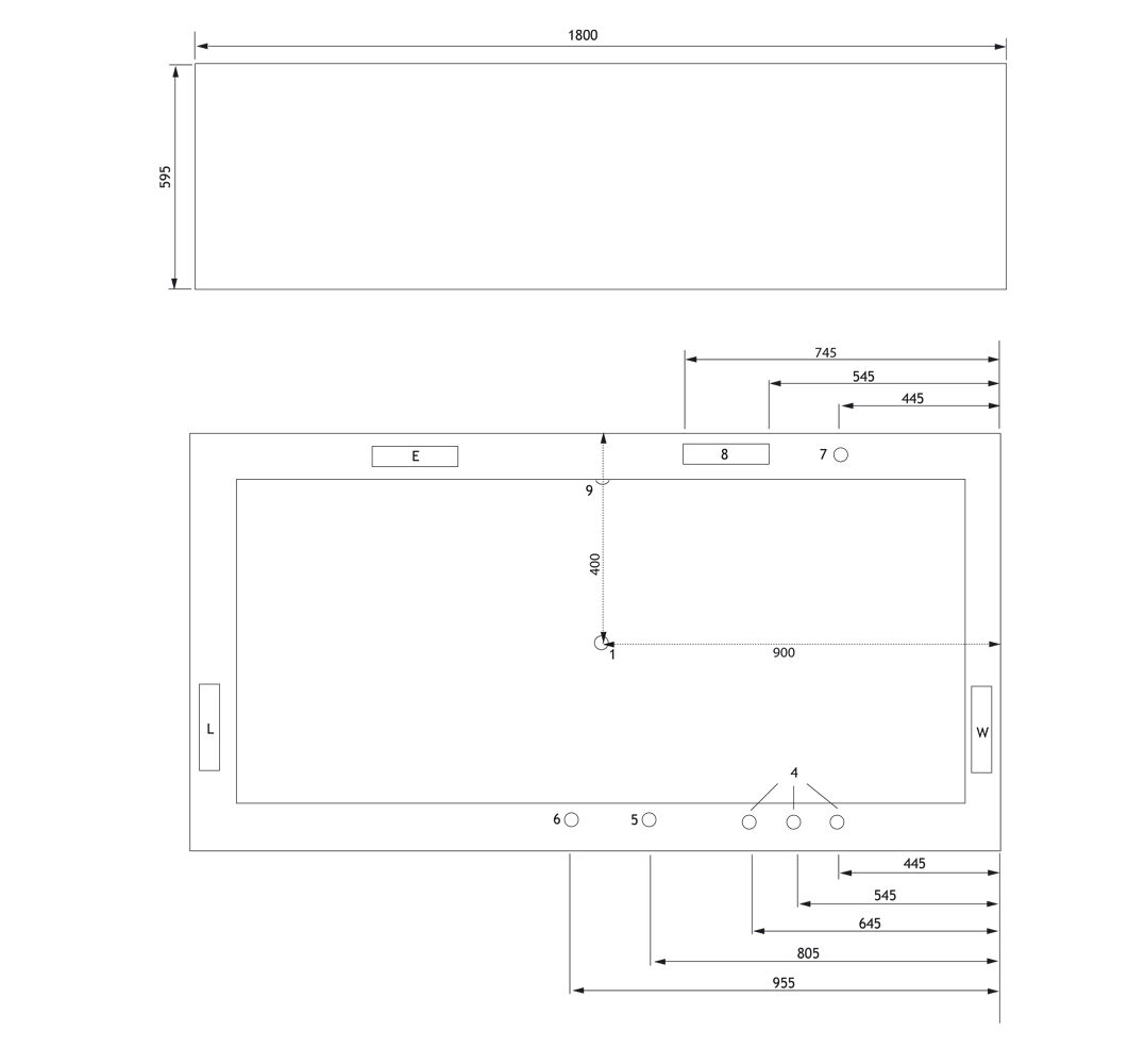 Rechteck Whirlpool Unity 180x80 Made in Germany 24 Massagedüsen mit Armatur