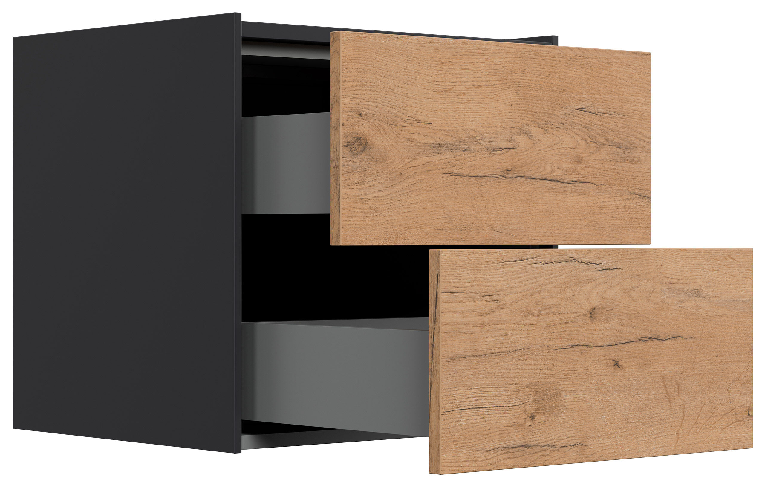 Design Nachttisch Kommode Somnia M 50cm, 2 Pushauszüge Oak