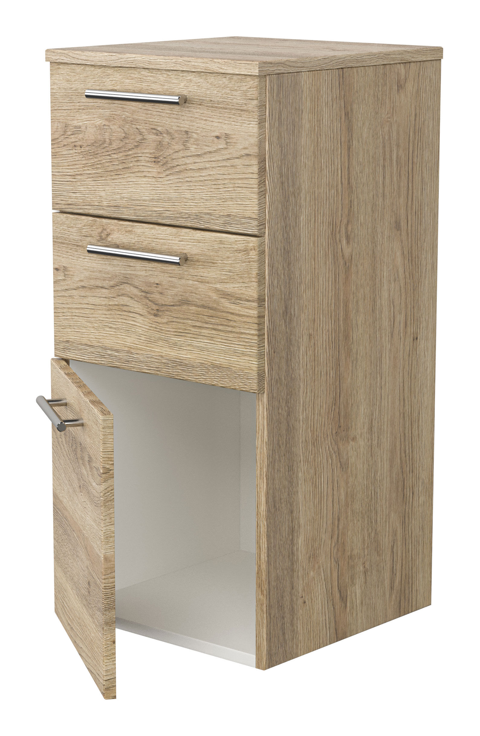 Badschrank-Set - Midischrank 75cm und Hängeschrank 62cm eiche hell