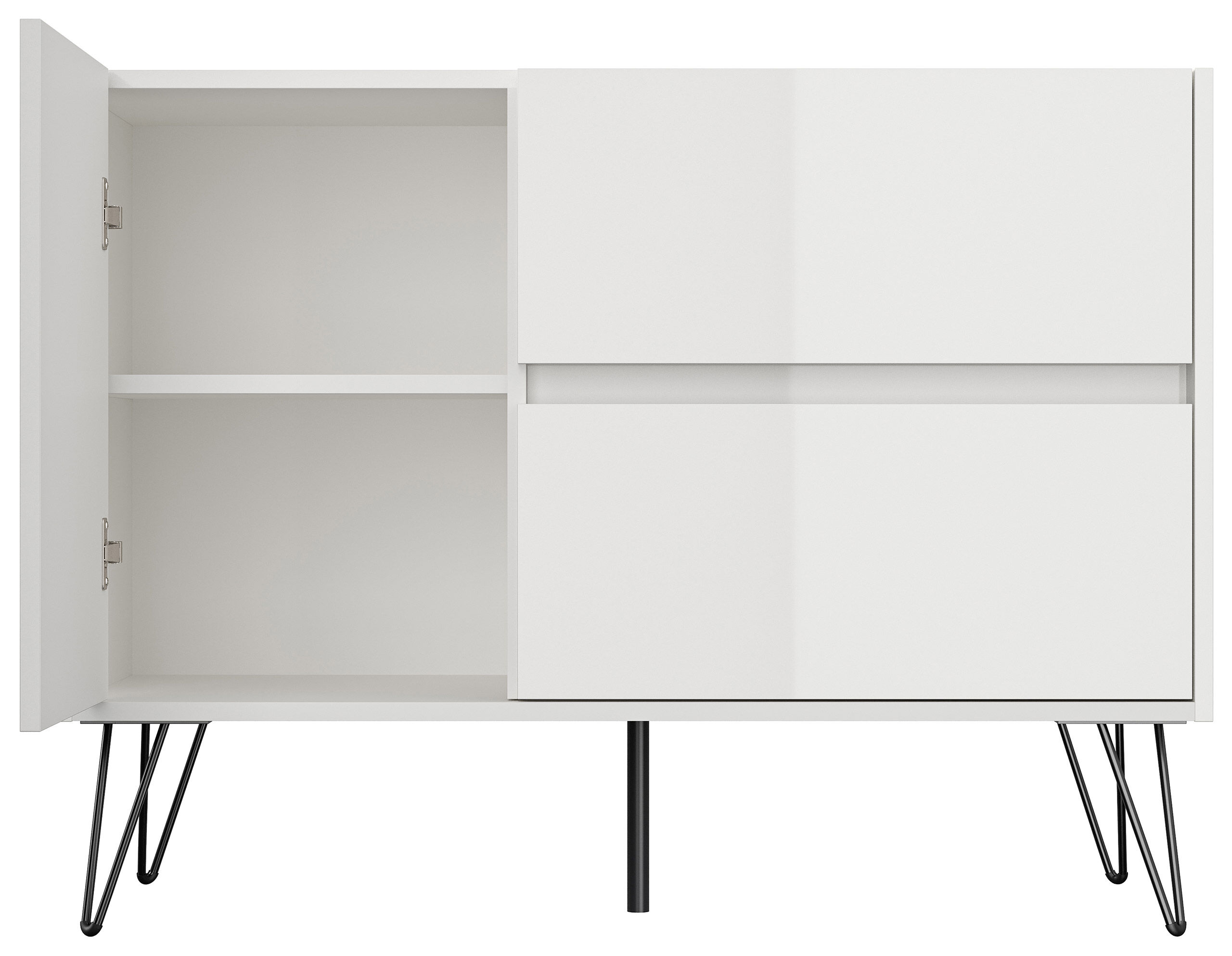 Sideboard Yako 100cm 2 SoftClose 1 Tür Weiß hochglanz