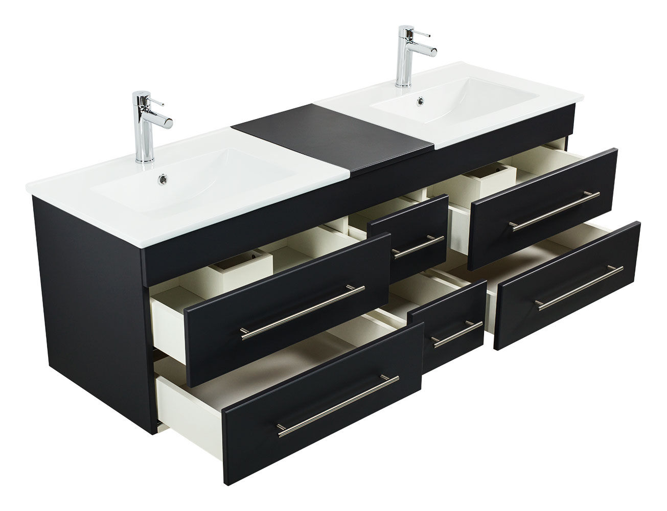 Badmöbel Milano XL 172cm Doppel- Waschtisch SoftClose weiss hochglanz