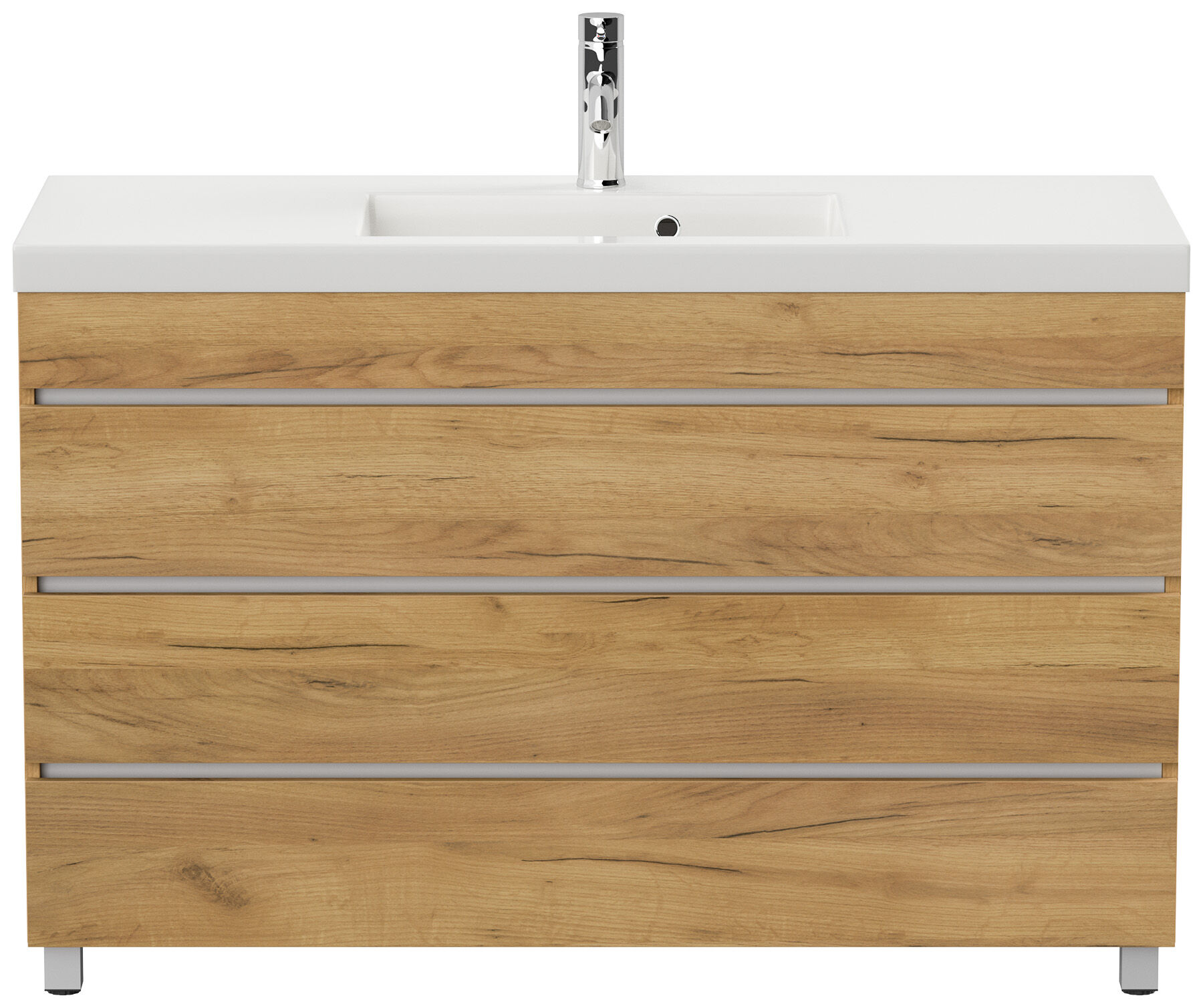 Stand Badmöbel GENEVA 120 SoftClose eiche gold mit 3 grifflosen Schubladen