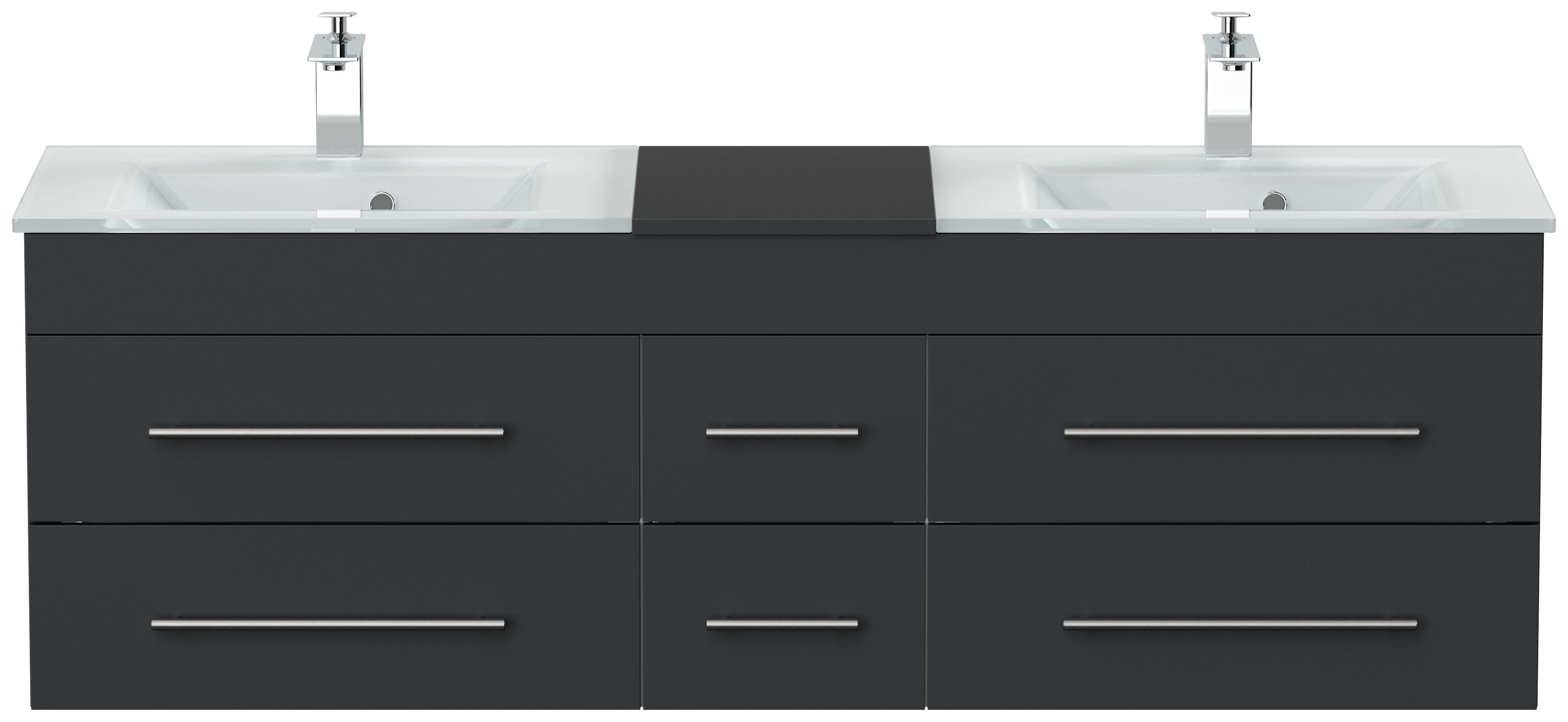Badmöbel Vitro XL mit Doppel-Glasbecken SoftClose grafit