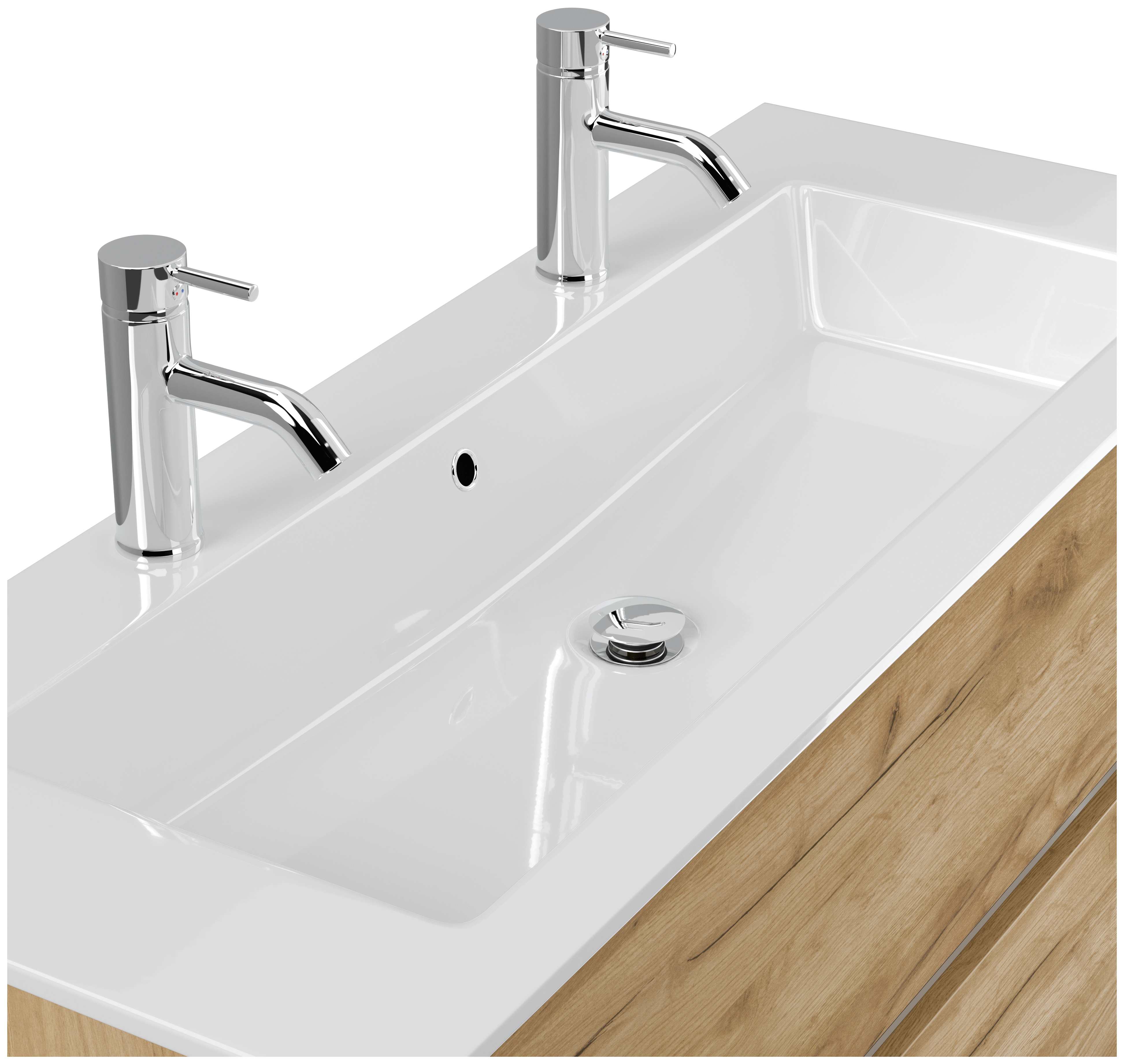 Doppelbadmöbel Taifun mit Waschtisch 120 cm 2 Greifraum SoftClose Auszüge eiche