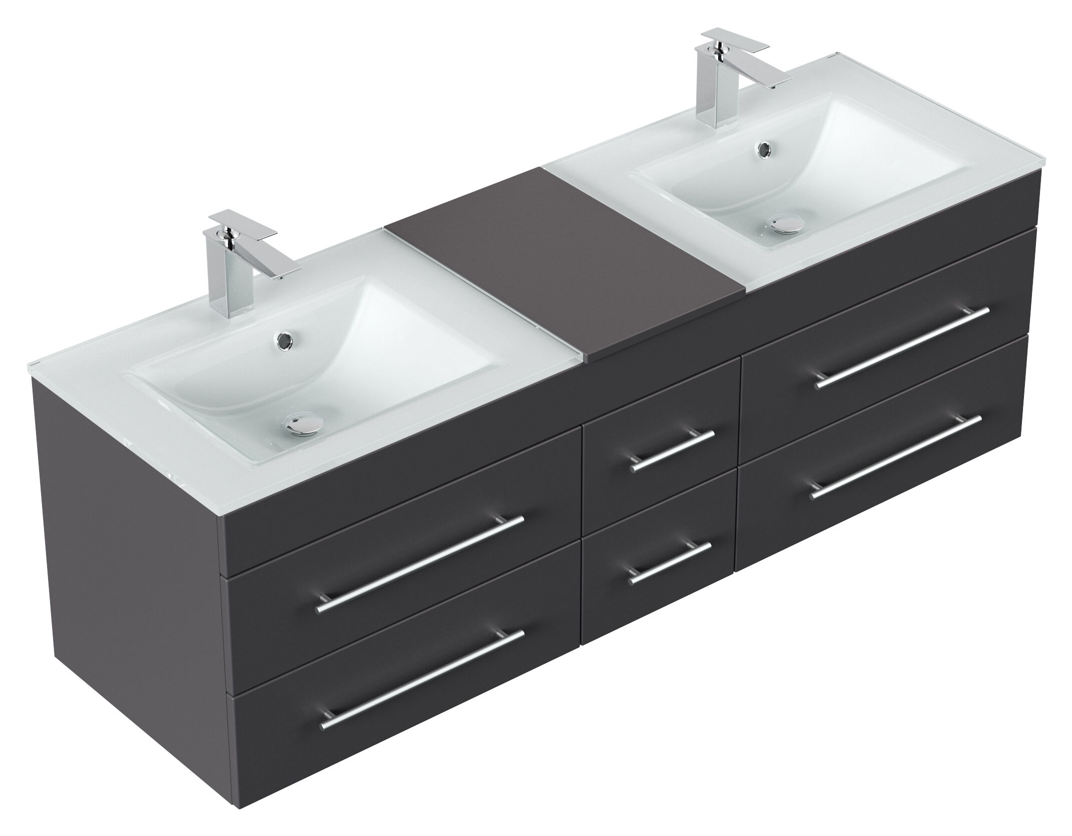 Badmöbel Vitro XL mit Doppel-Glasbecken SoftClose beton