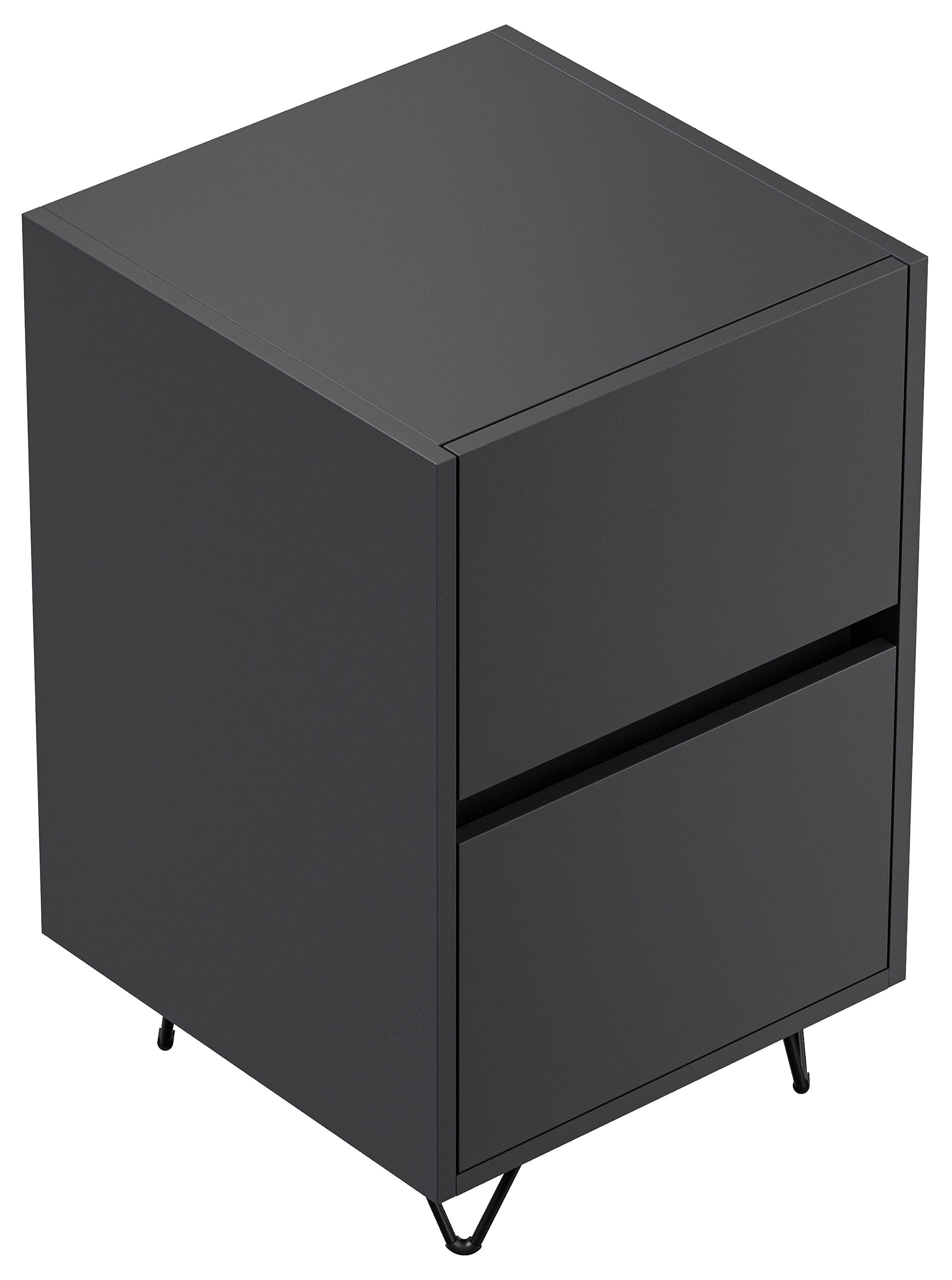 Nachttisch Yako 40cm 2 SoftClose stehend Weiß & Eiche Top