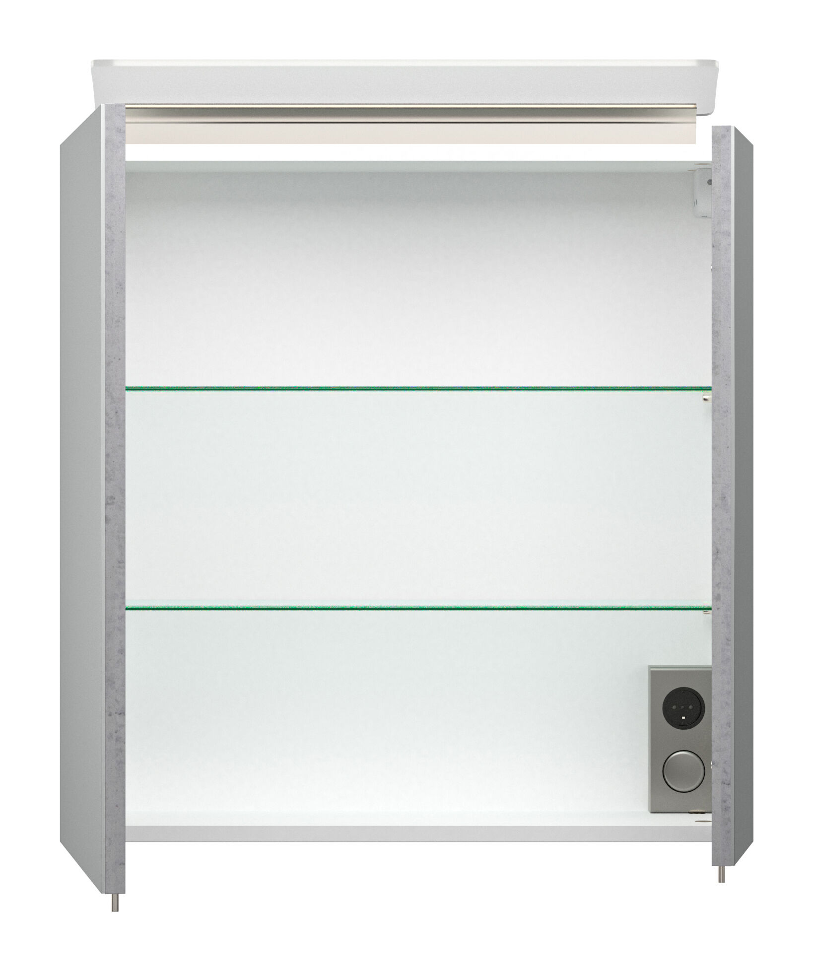 Badblock Adelia links inkl. LED-Spiegelschrank SoftClose beton