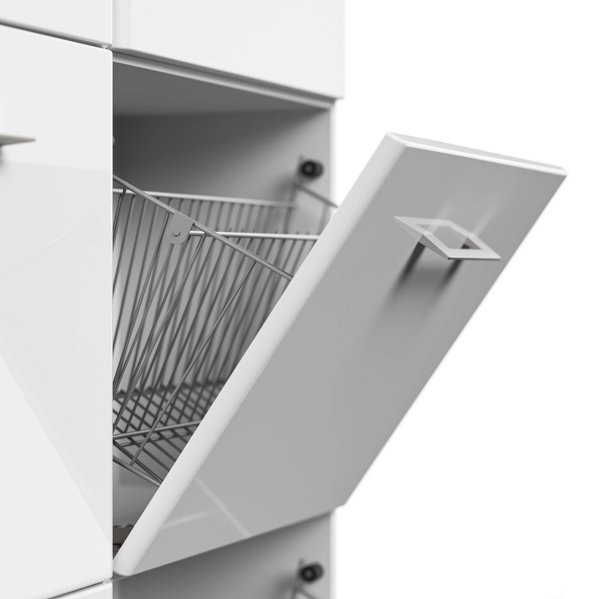 Schuhschrank XL Emotion 9 Klappen 36 Paar 157x141 cm Weiss-Weiss Hgl
