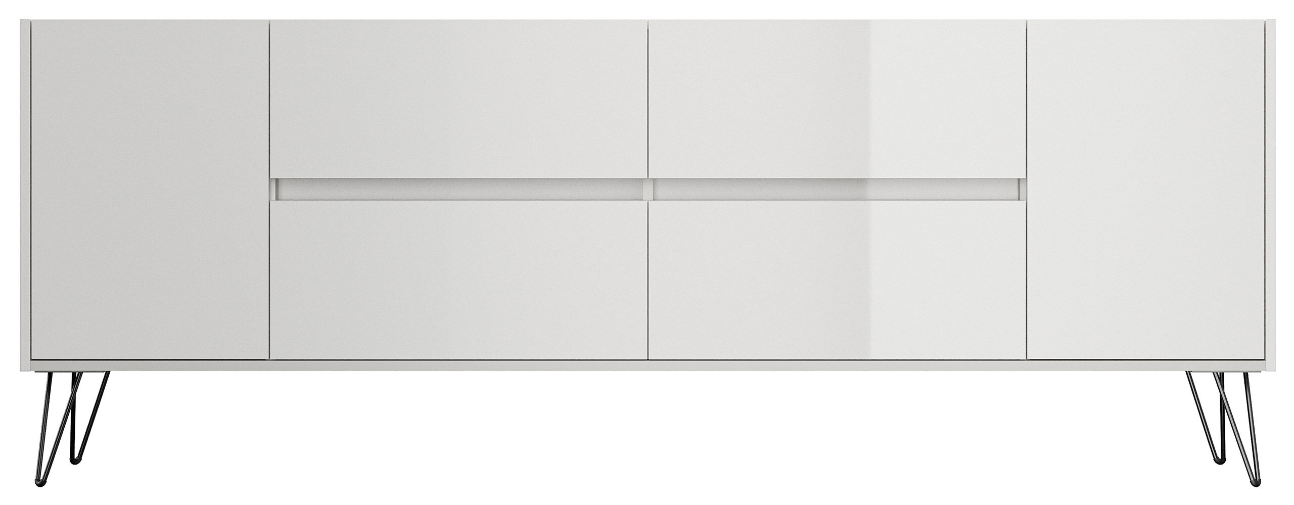 Raumwunder XXL Sideboard Kommode Heros 200cm 4 SoftClose 2 Türen Weiß hochglanz