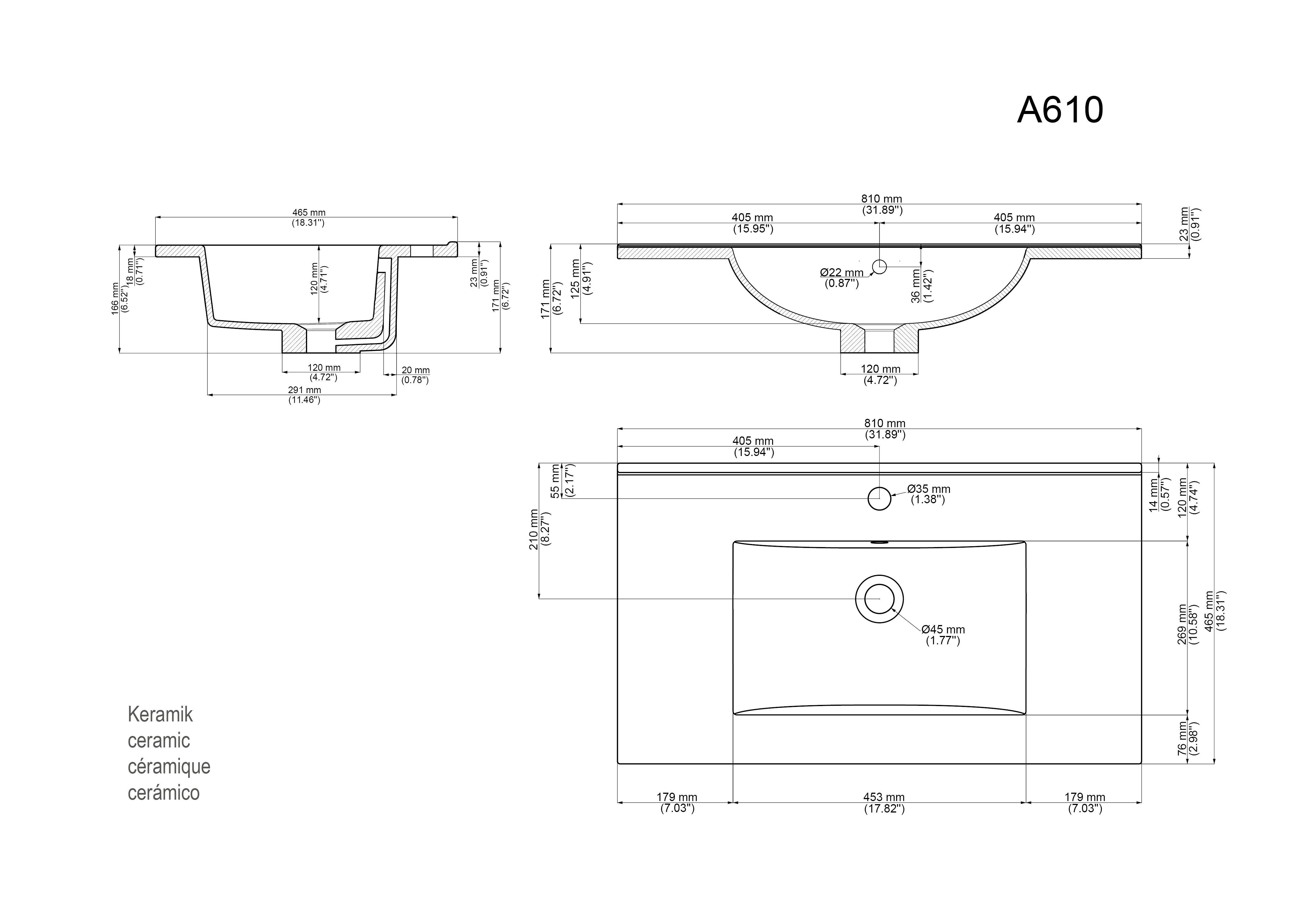 Badmöbel Set Firenze 80 3tlg. LED Spiegel und Hochschrank grafit