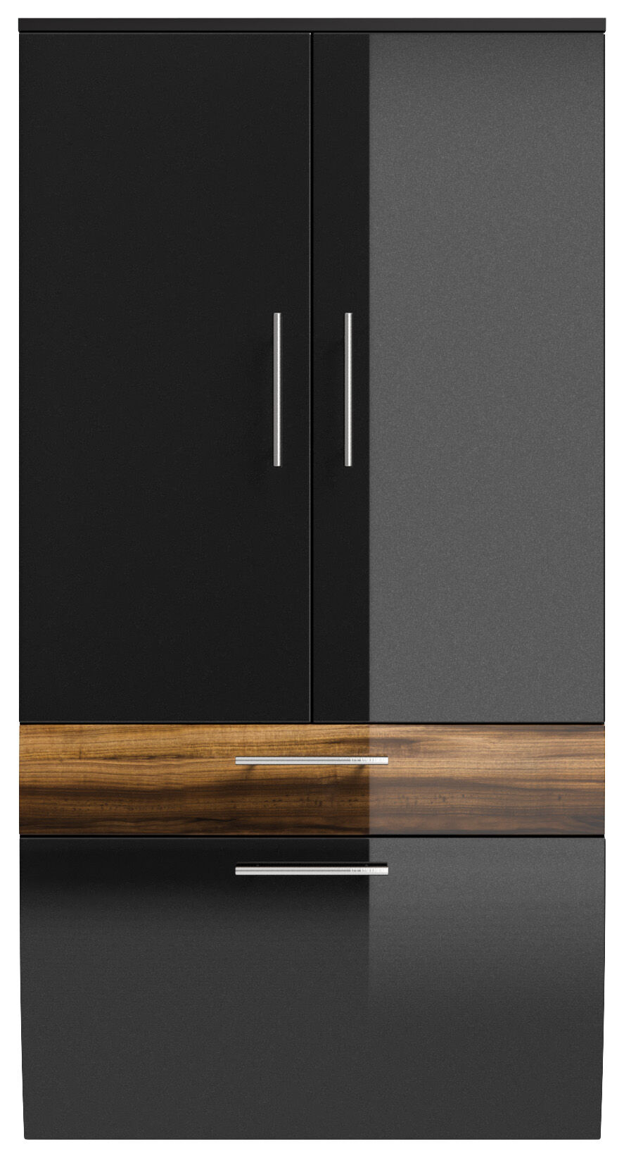 Hochschrank 135x70cm Salona L Grafit / Walnuss