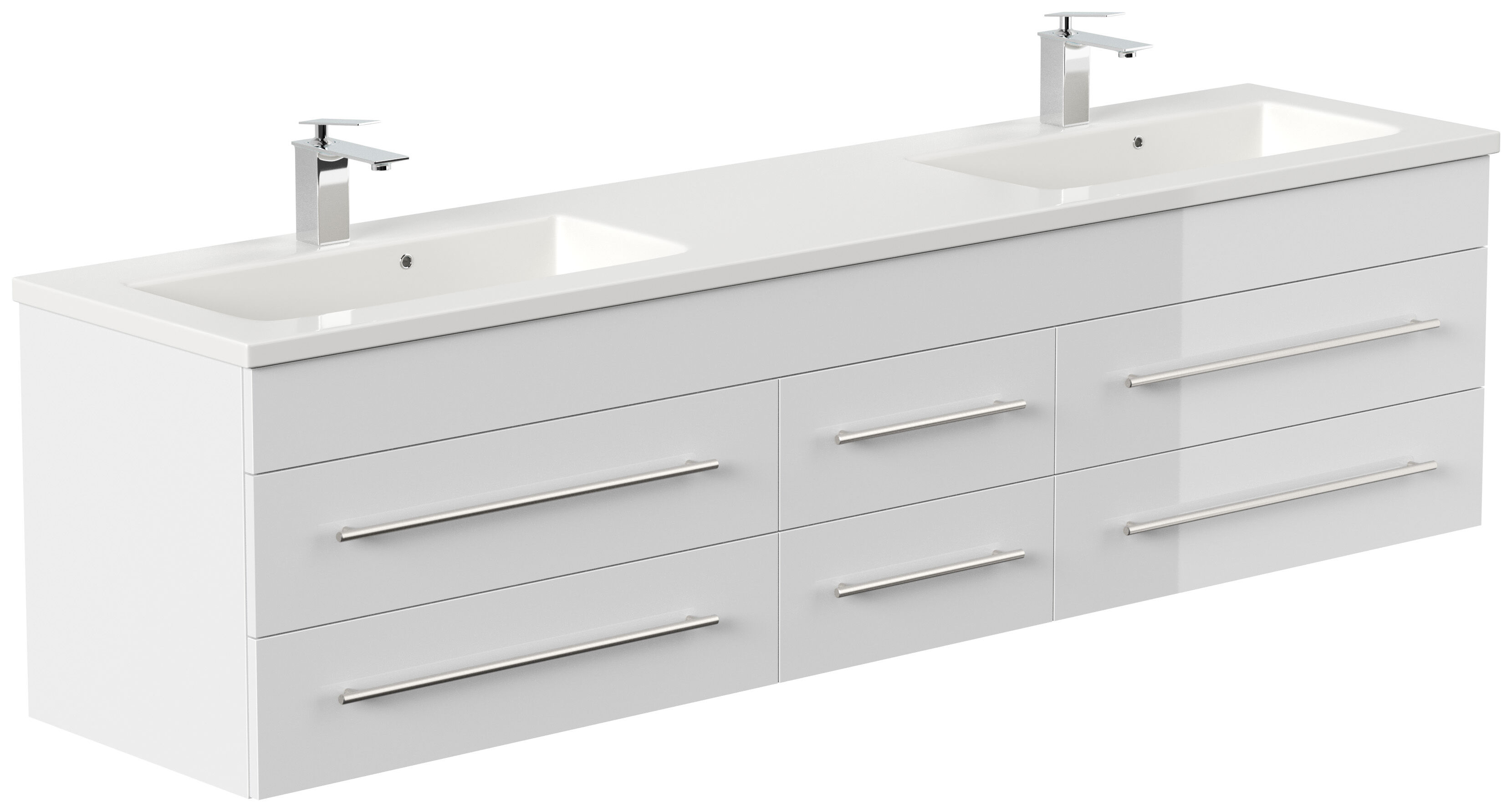 Badmöbelset Colossos200 4-teilig LED Spiegel 2x Hochschrank weiss hochglanz