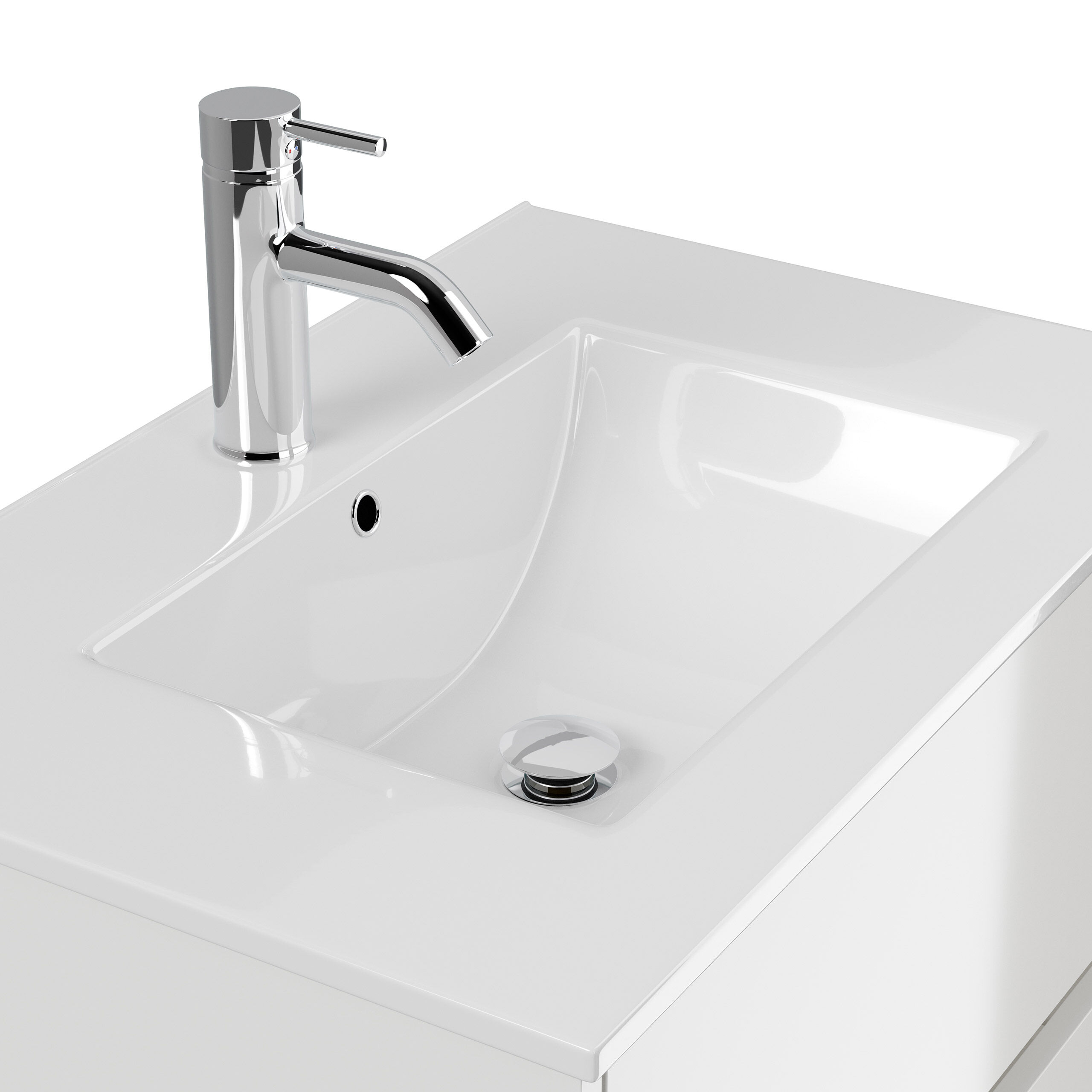 Badmöbel Set Taifun 3tlg. 70cm mit LED Spiegel & Hochschrank weiß Hgl