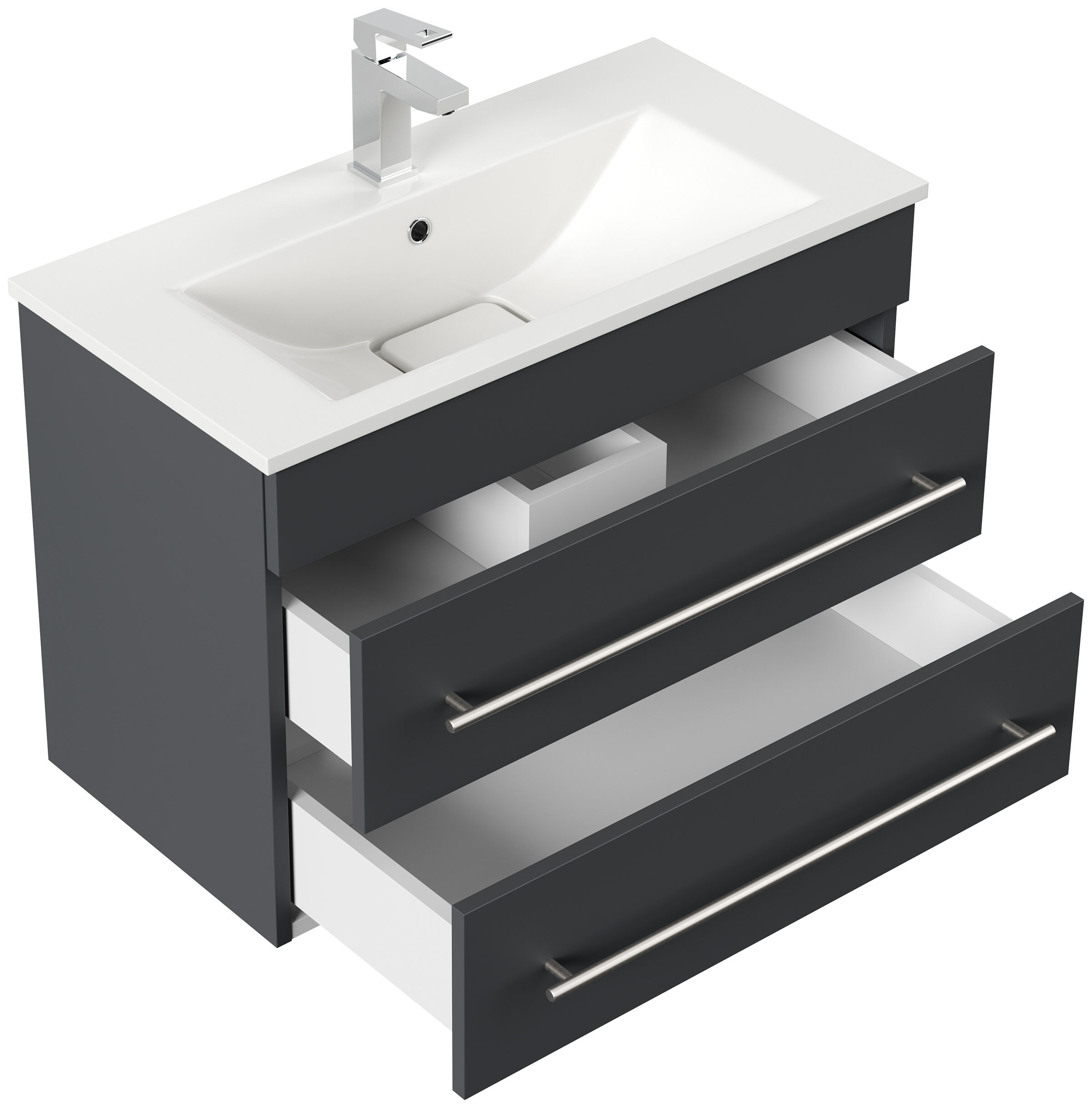 Badmöbel Mona 80x36cm mit 2 SoftClose Schubladen grafit