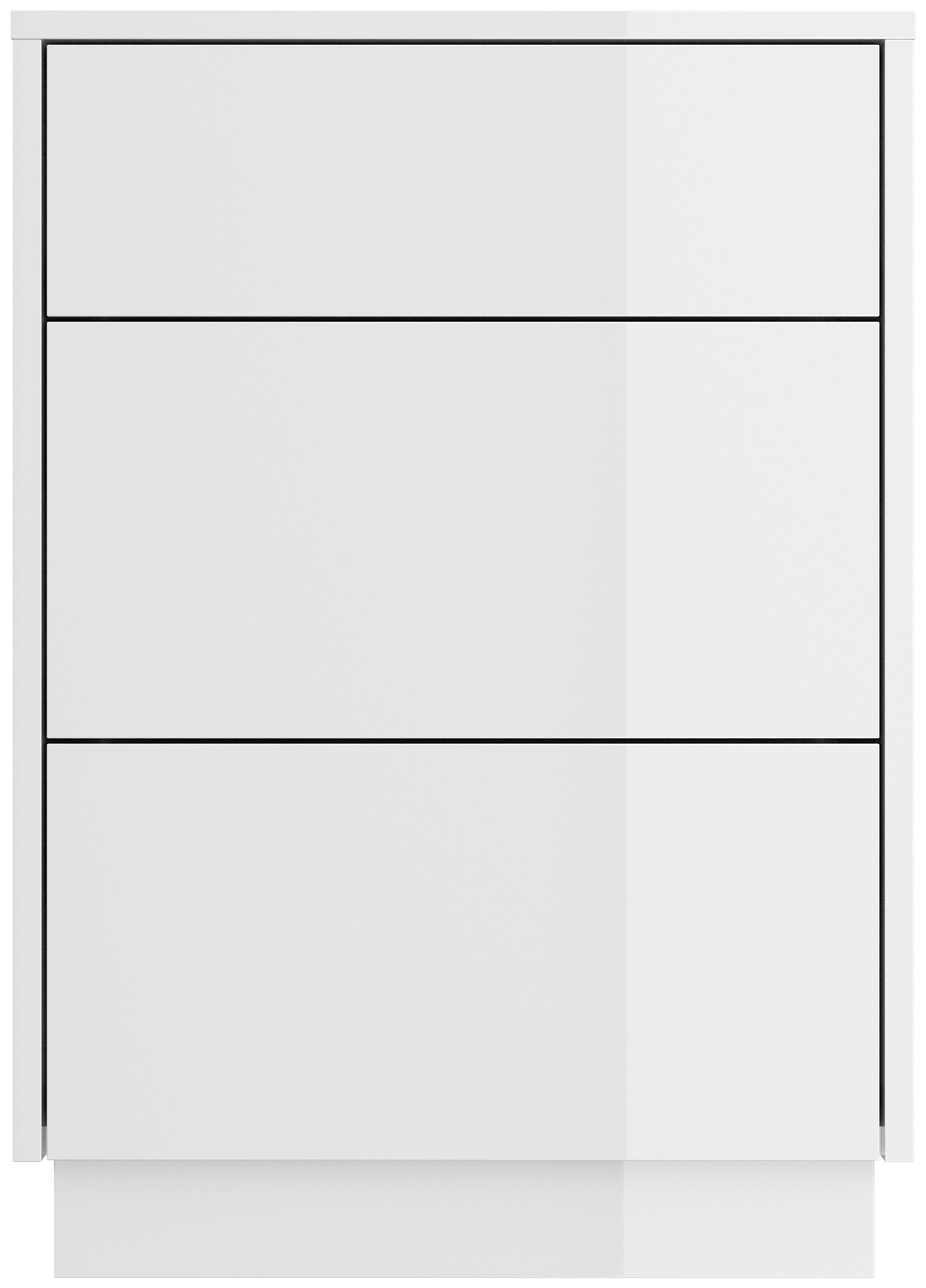 Design Nachttisch Lux M 50cm stehend, 3 Pushauszüge Grafit Eiche