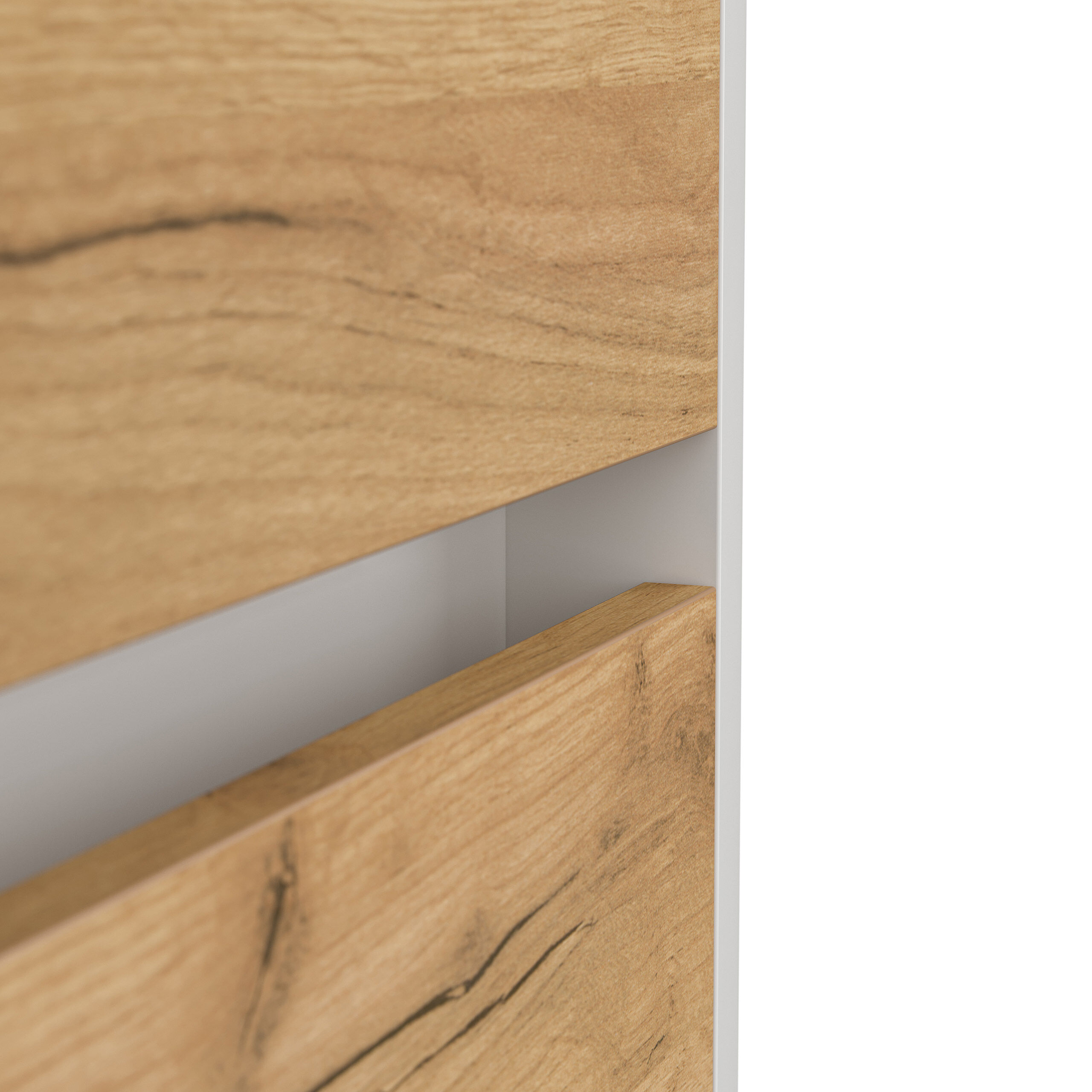 Nachttisch Yako 40cm 2 SoftClose stehend Weiß & Eiche Top