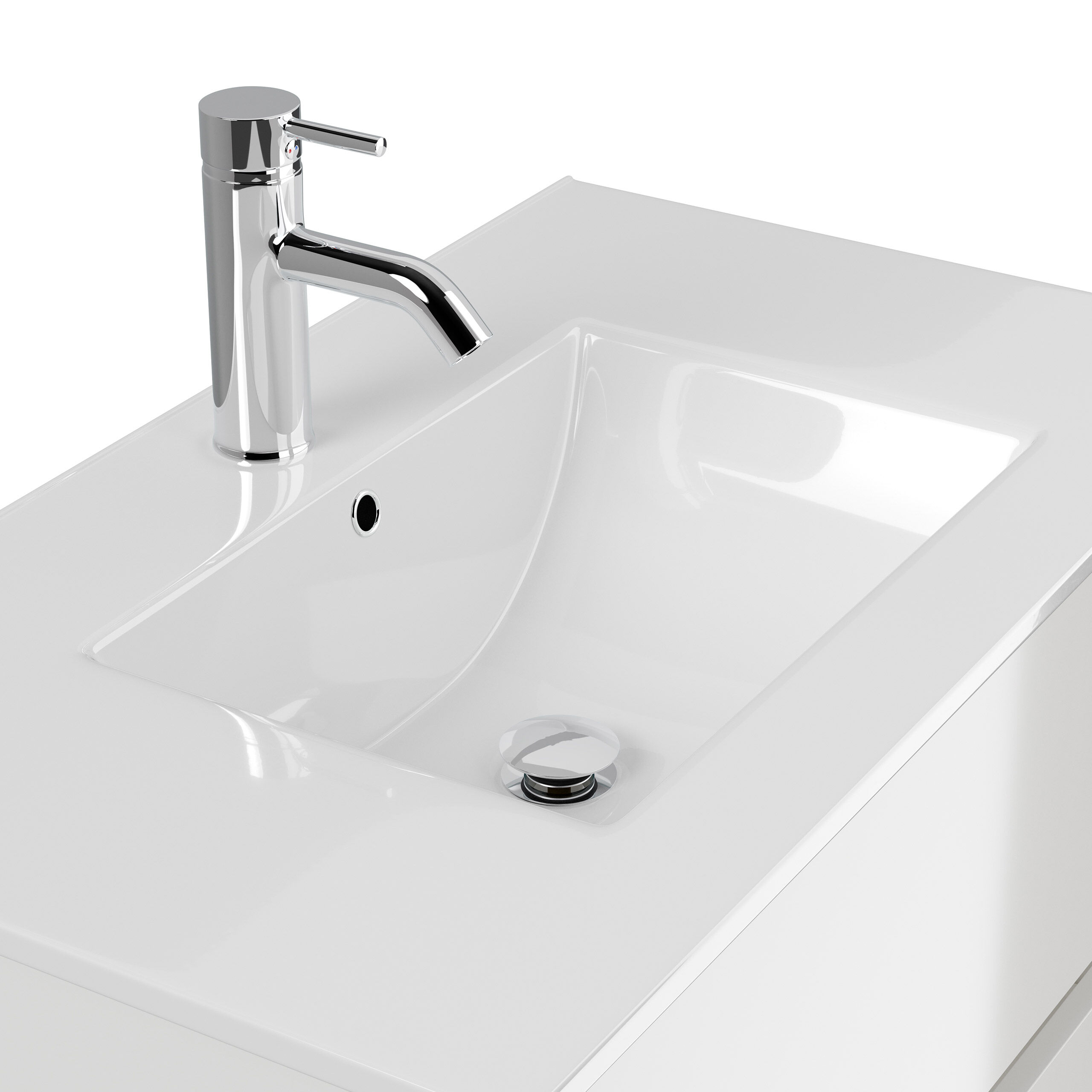 Badmöbel Taifun & Waschtisch 80cm 2 Greifraum SoftClose Auszüge weiß Hgl