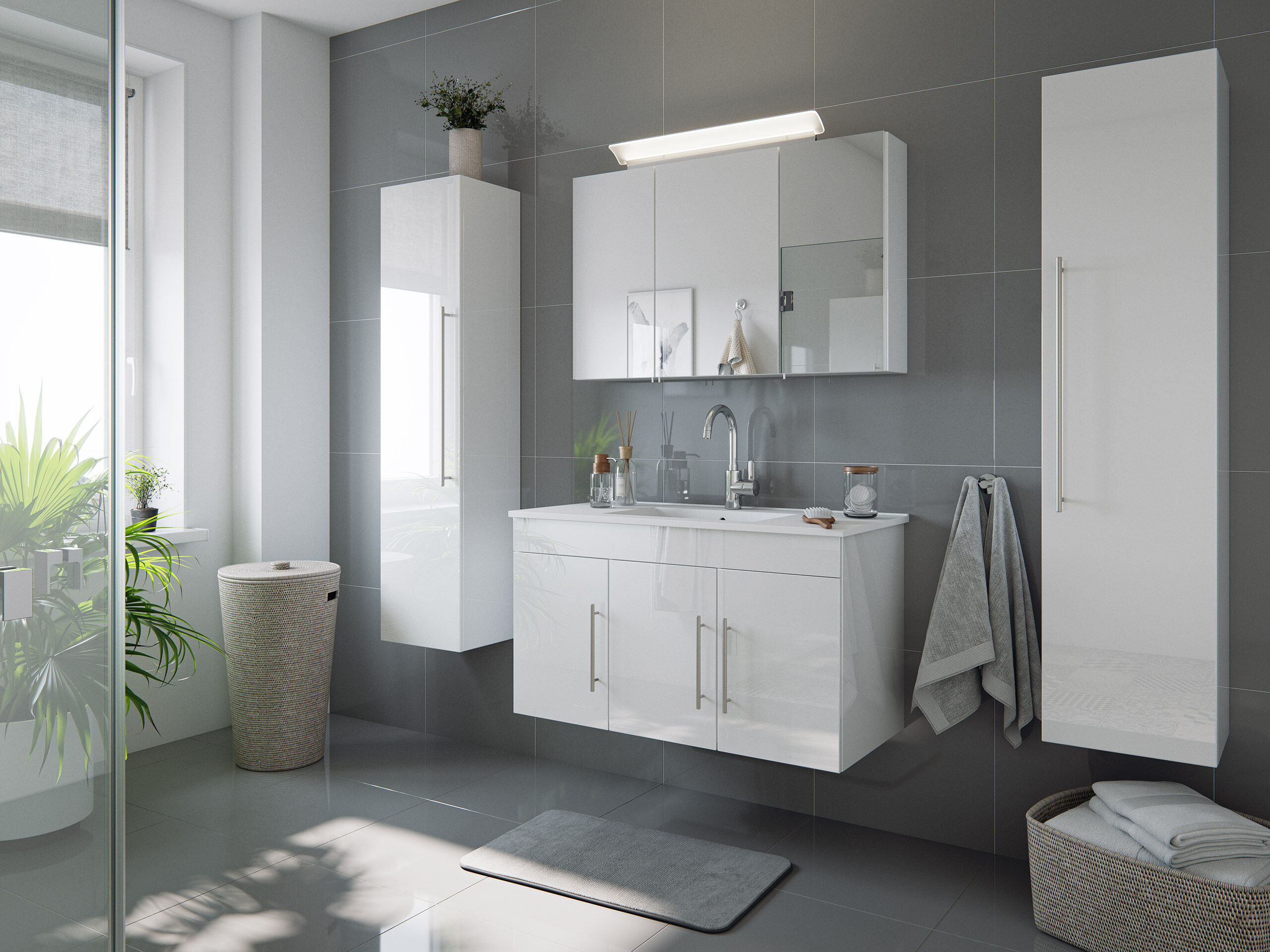 Badmöbel-Set Venezia 100 cm (4-teilig) SoftClose anthrazit