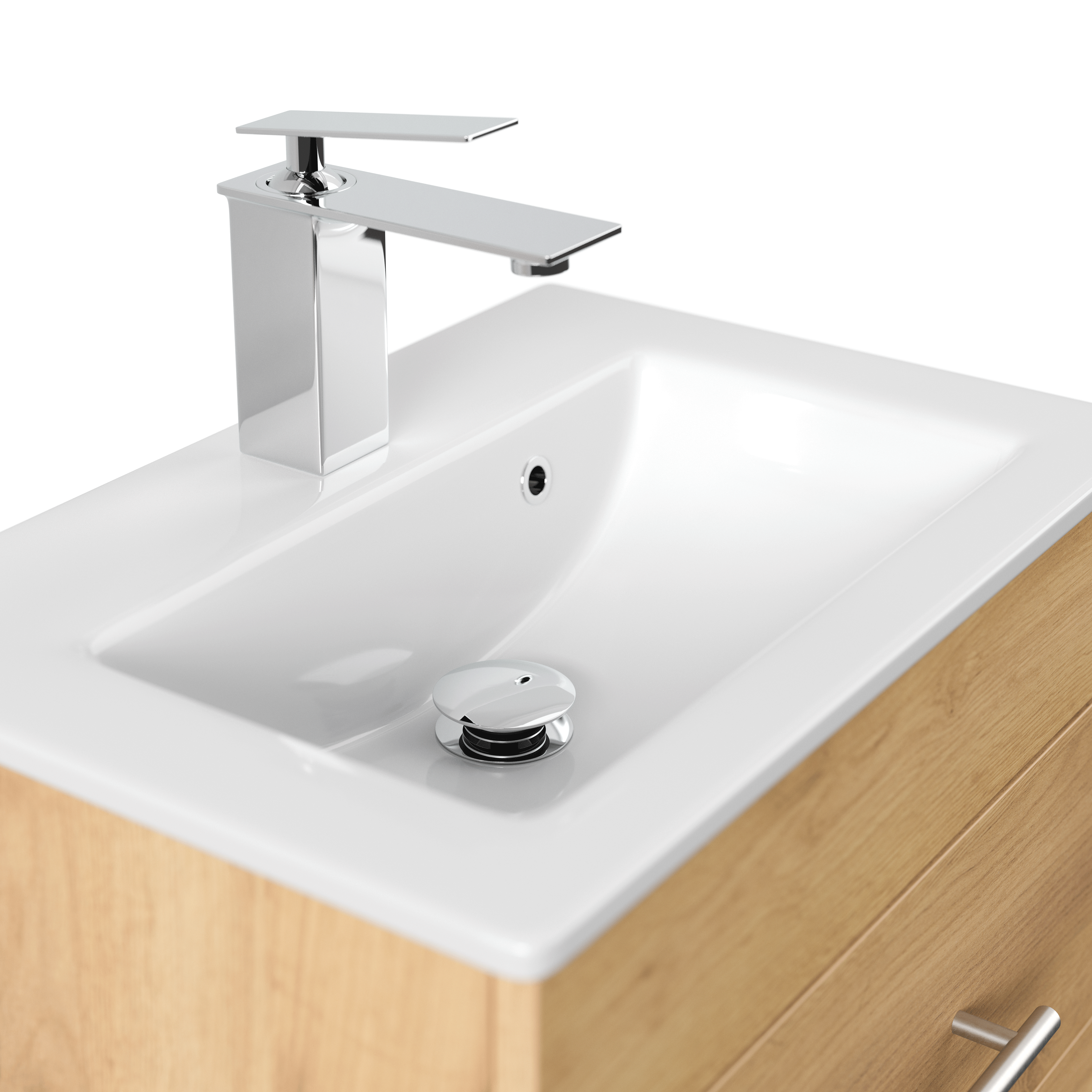 Badmöbel Mars 500 SlimLine 50x34cm mit 2 SoftClose Schubladen eiche gold