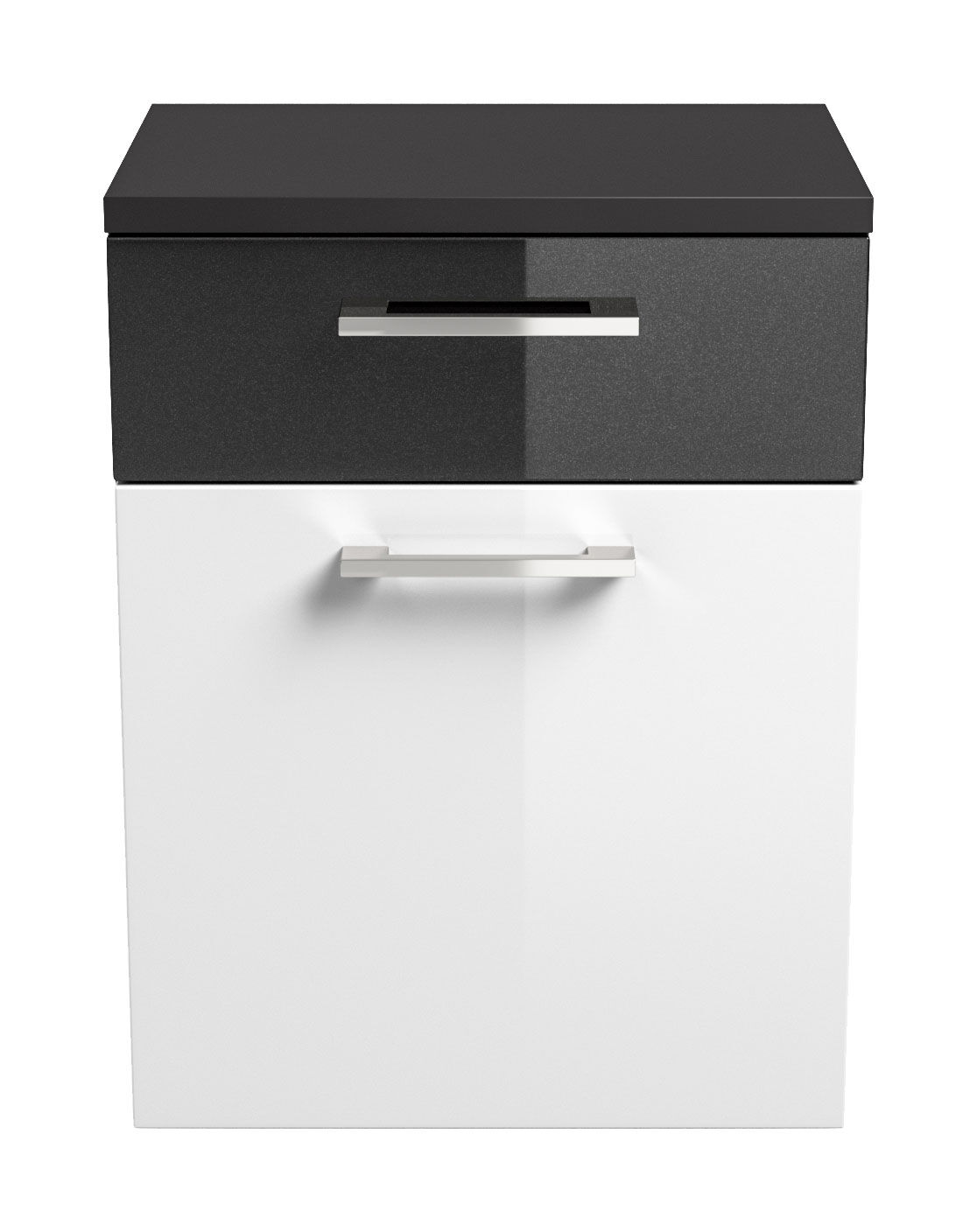 Seitenschrank Rima 40 cm Weiss hochglanz/Grafit hochglanz