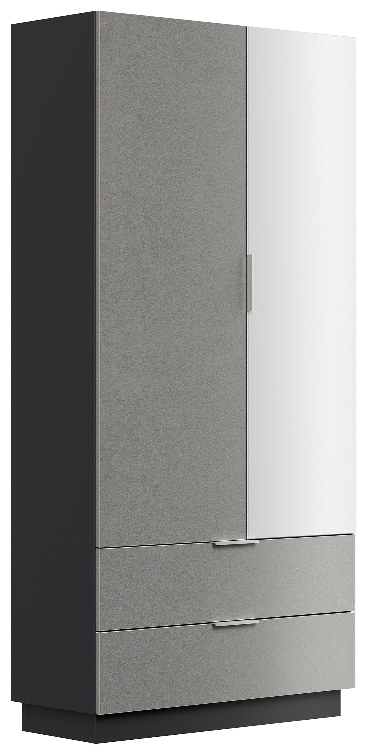 Schuhschrank Castello-L Spiegeltür 2 Softeinzüge 30 Paar Creme-Grafit