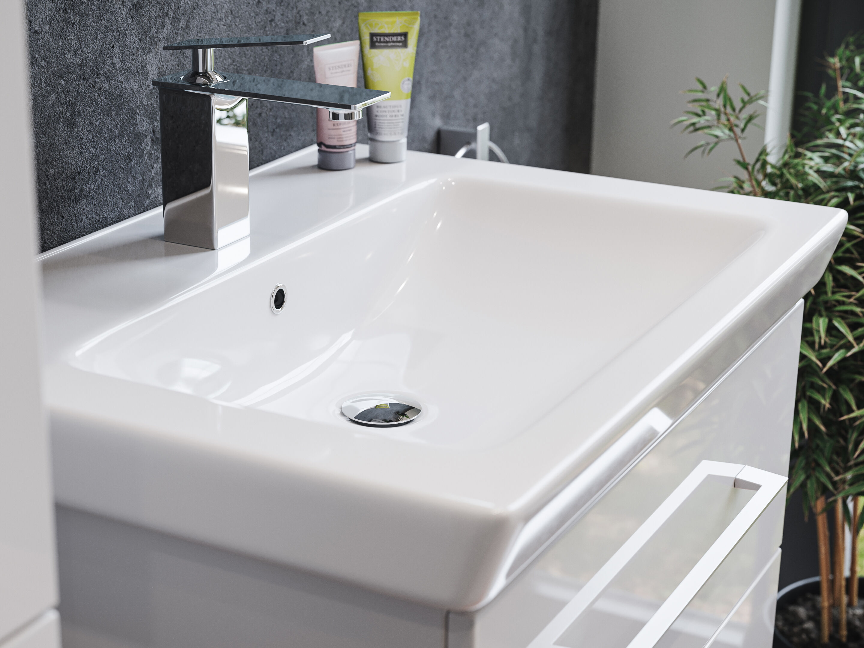 Badmöbel City  65cm mit V&B Subway 2.0 Waschbecken SoftClose eiche hell