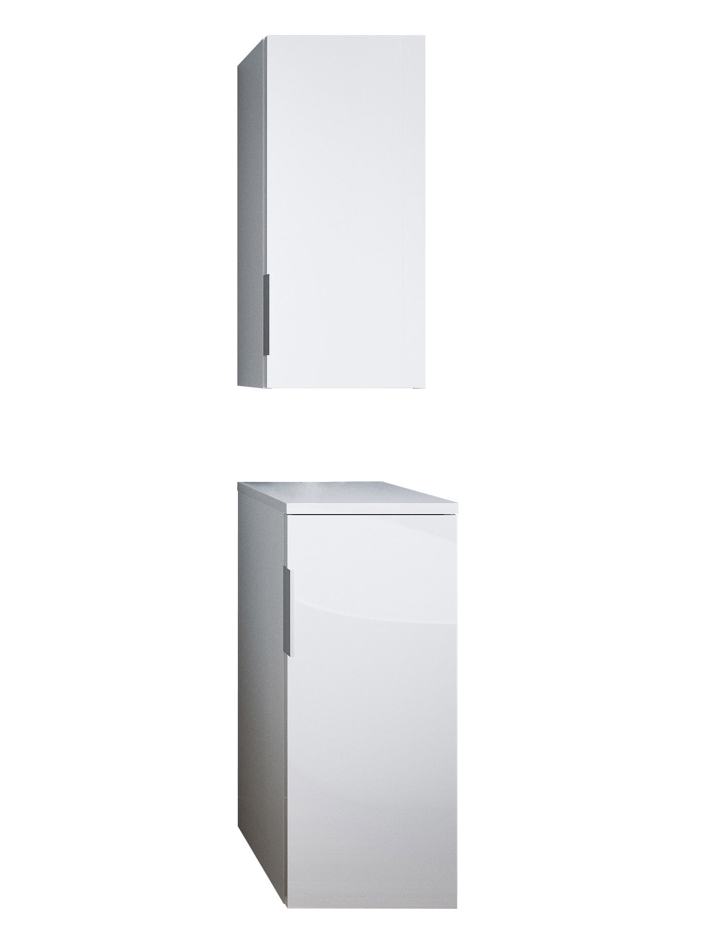 Badschrank 2er Set Vega zur Wandmontage Weiss Hgl / Weiss Matt
