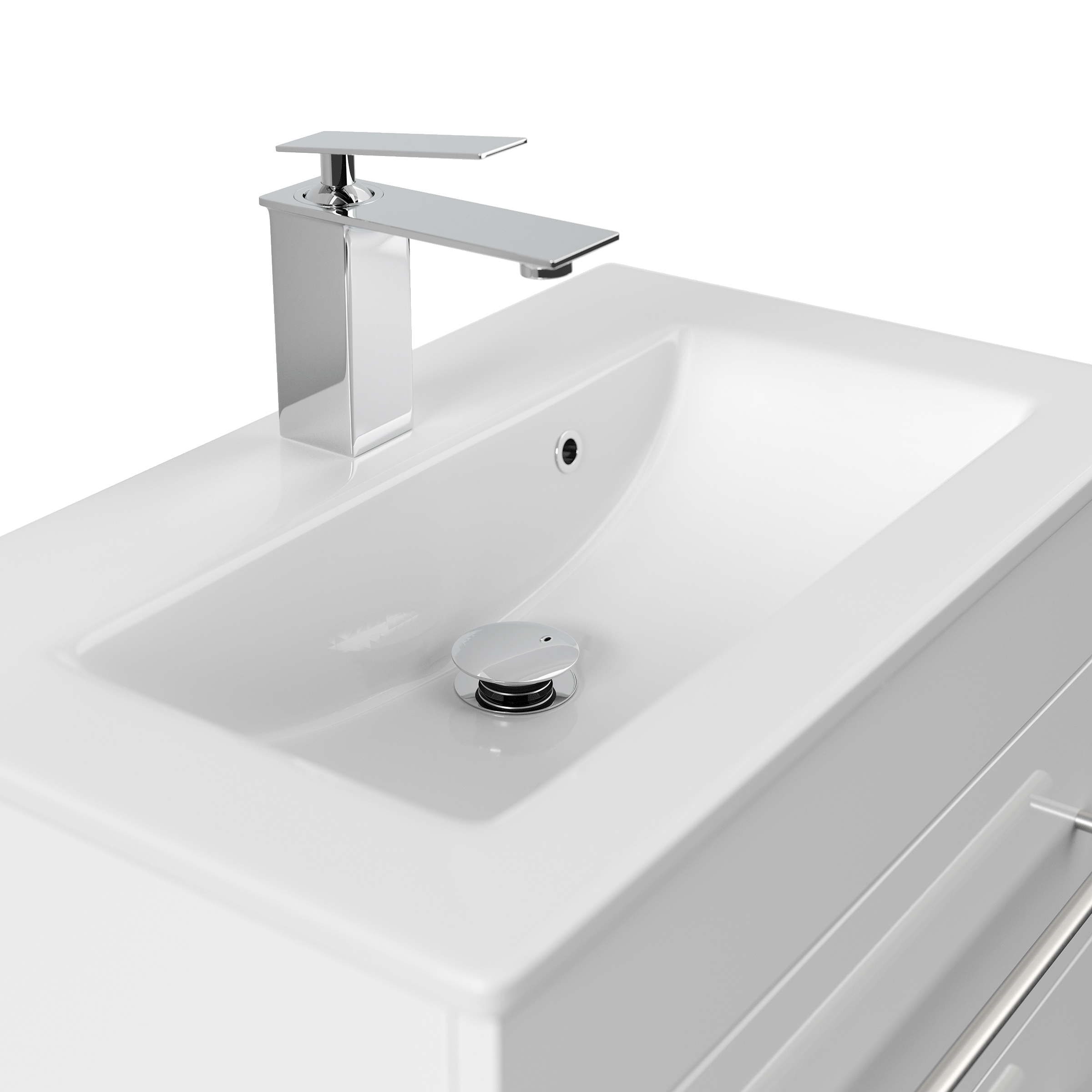 Badmöbel Mars 600 SlimLine 60x36cm mit 2 SoftClose Schubladen weiss hochglanz