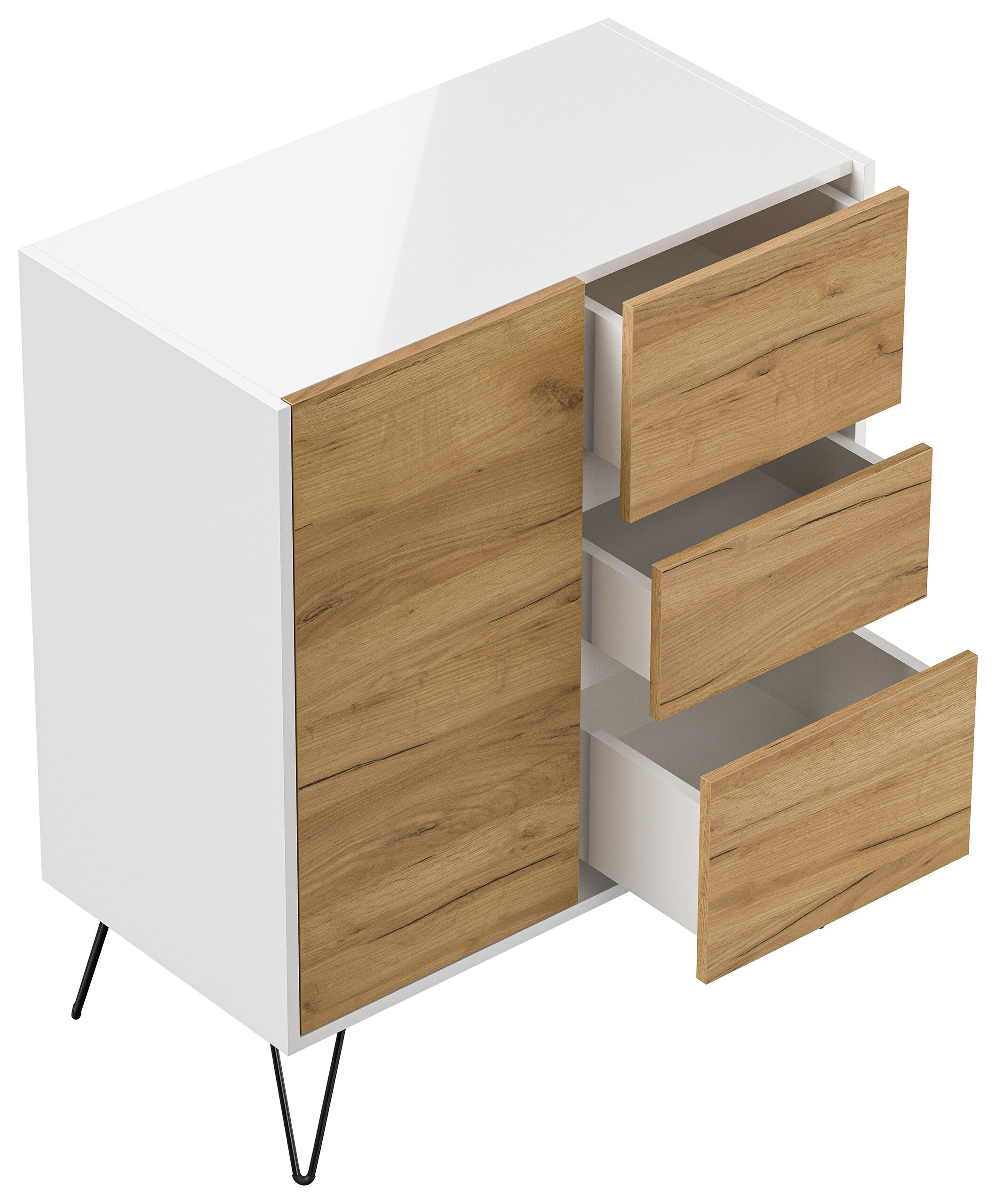 Design Sideboard Kommode Rauk 80cm 3 Greifraum SoftClose 1 Tür Grafit