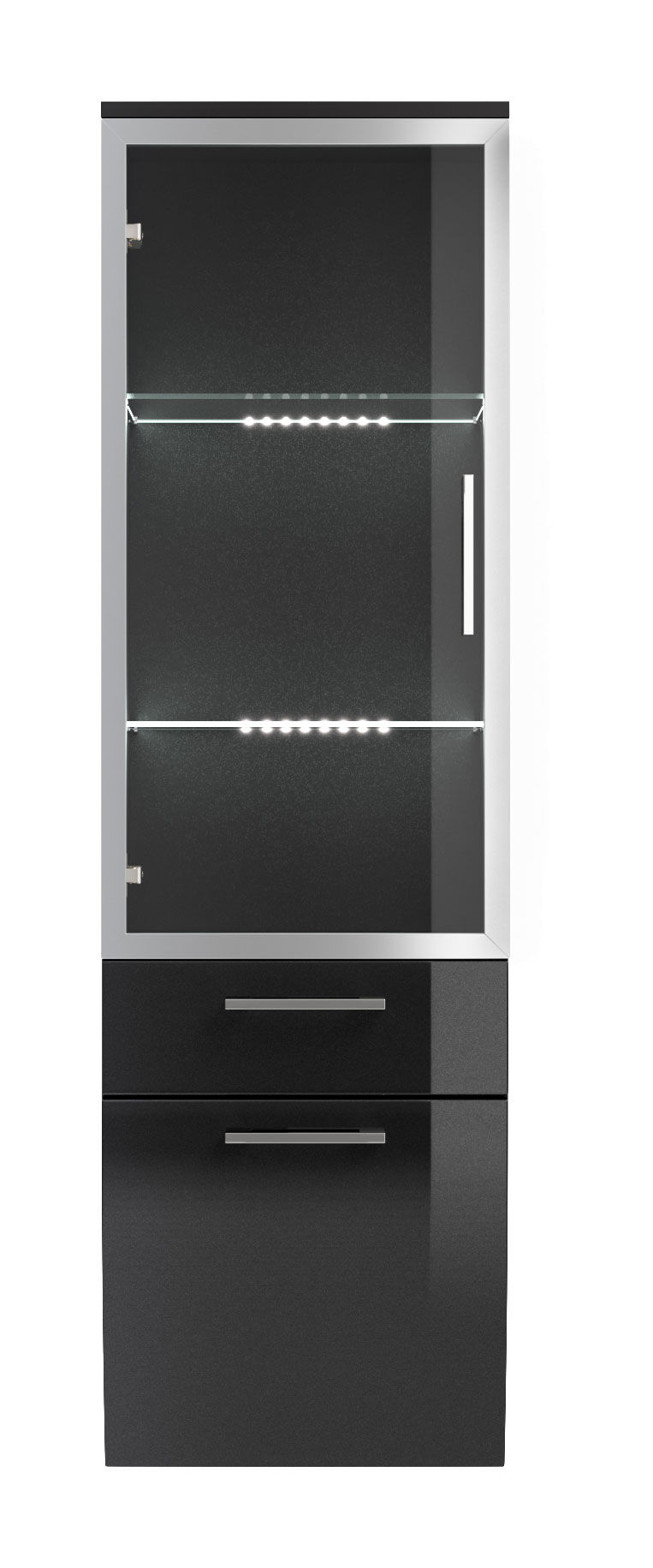 Hochschrank Rima 135 cm mit Glastür rund Anthrazit
