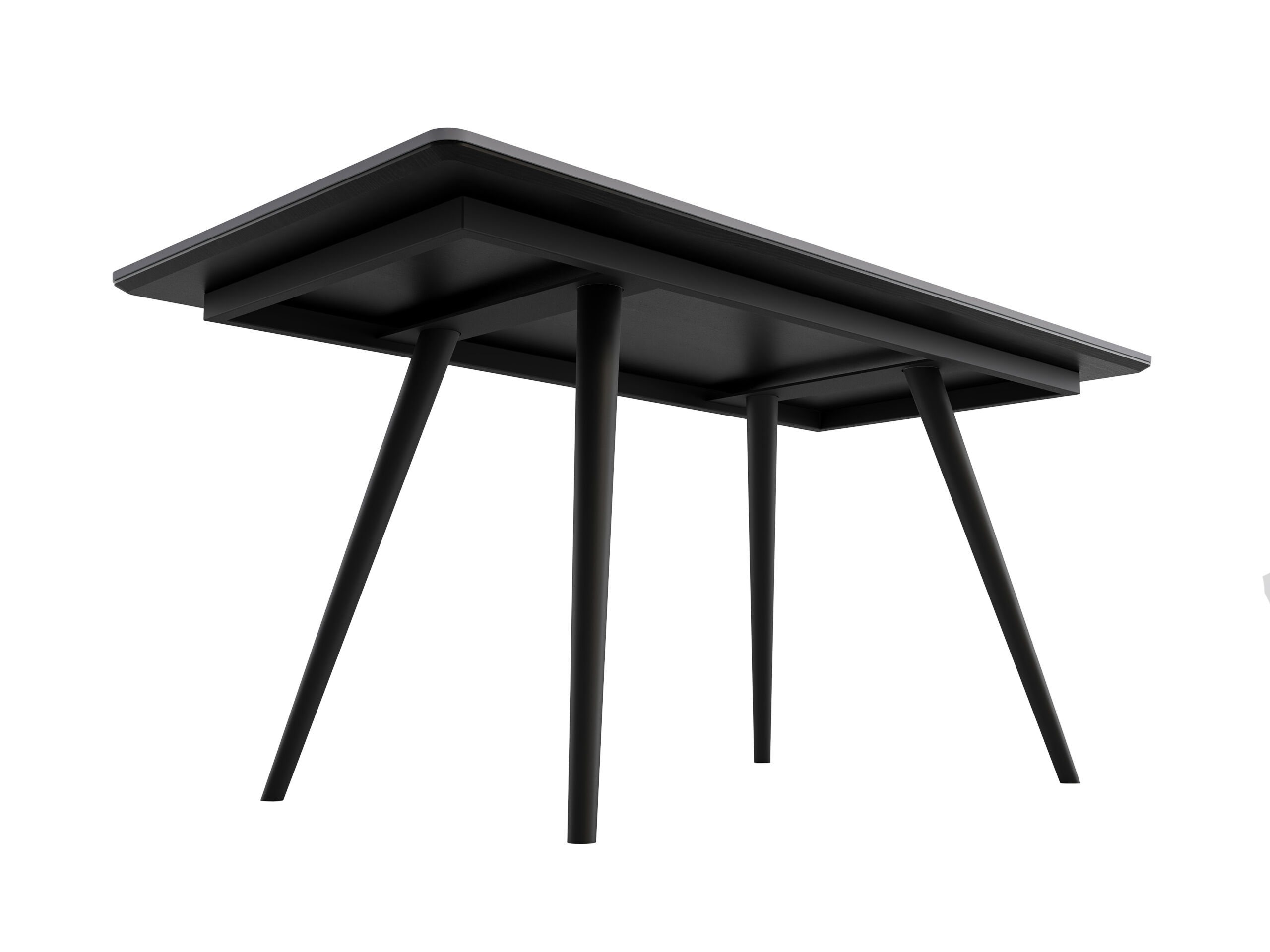 Esstisch 160x80cm schwarze Keramikplatte schwarze konische Tischbeine