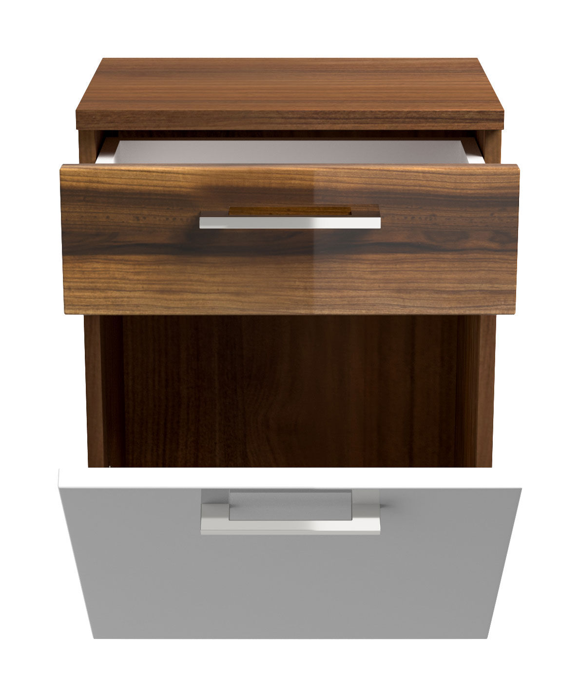 Seitenschrank Rima 40 cm Walnuss/Weiss hochglanz