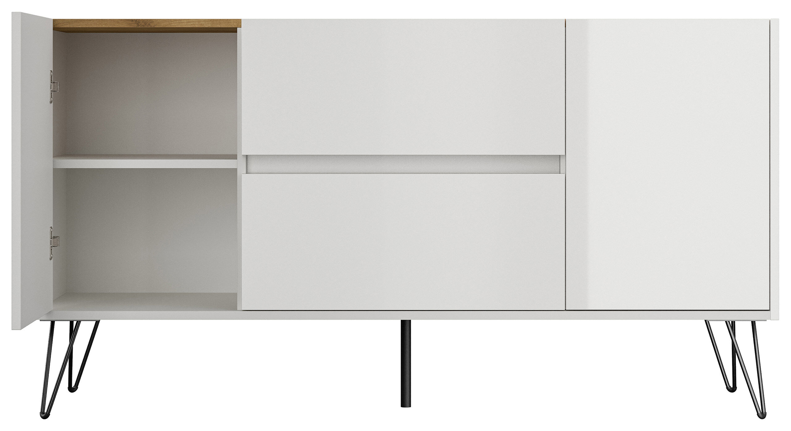 Raumwunder Sideboard Maya 140cm 2 Greif-SoftClose 2 Türen Grafit/Eiche Front