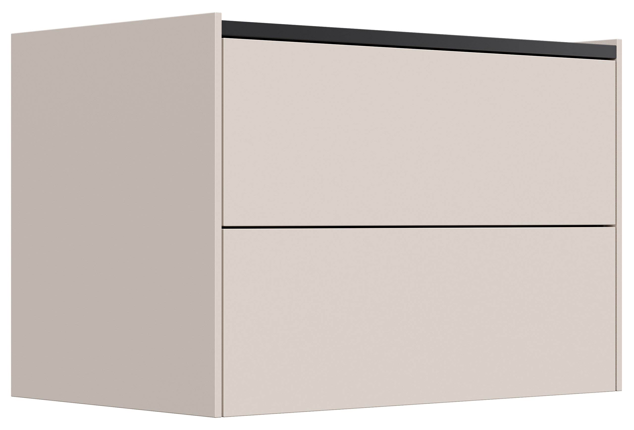 Design Nachttisch Kommode Somnia XL 70cm, 2 Pushauszüge lackiert Creme Grafit