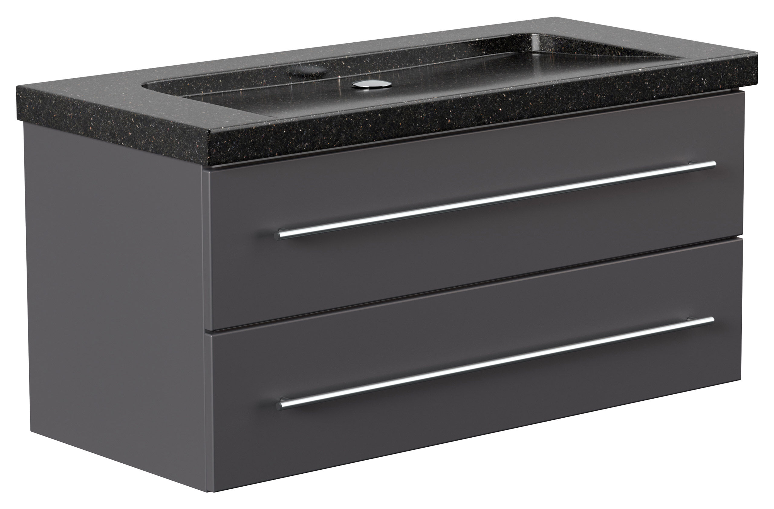 Badmöbel Granit Galaxy Black Damo 100 cm ohne Hahnloch SoftClose anthrazit