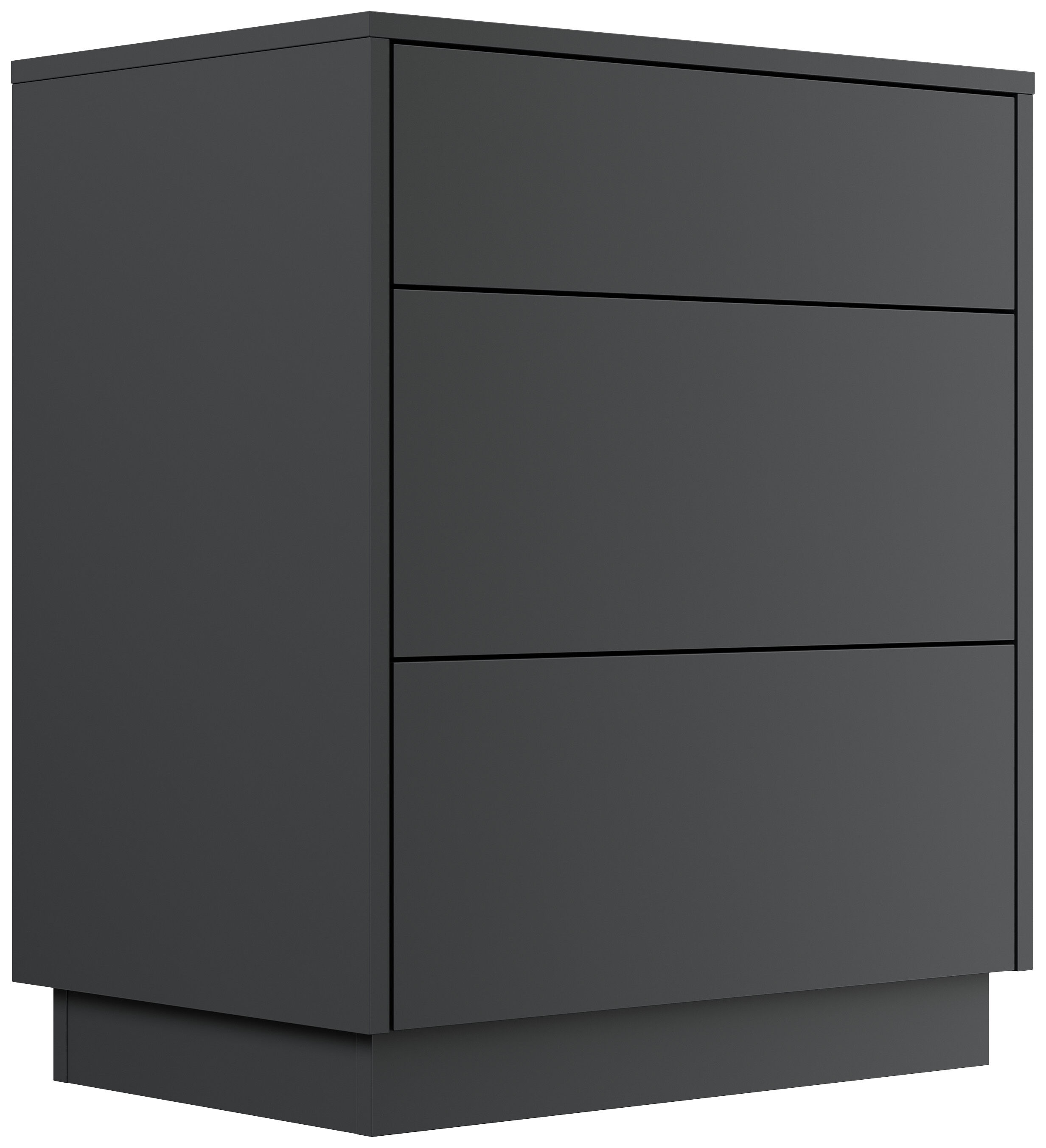 Design Nachttisch Lux L 60cm stehend, 3 Pushauszüge Grafit