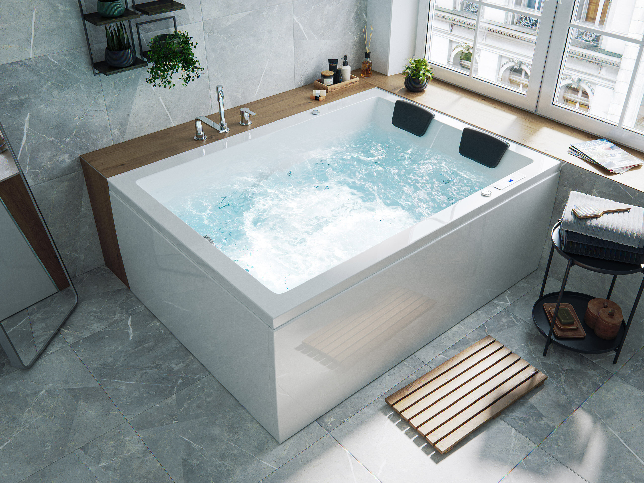Whirlpool Andalusia 2 Pers. 180x130 rechts Made in Germany 24 Düsen mit Armatur