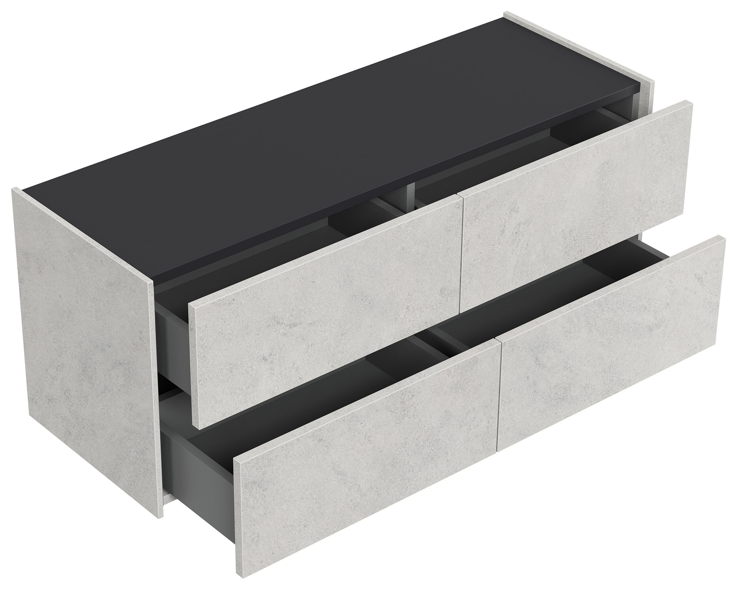 Hängekonsole Sideboard Urban Slimline 4 Push-to-open Einzüge Stein