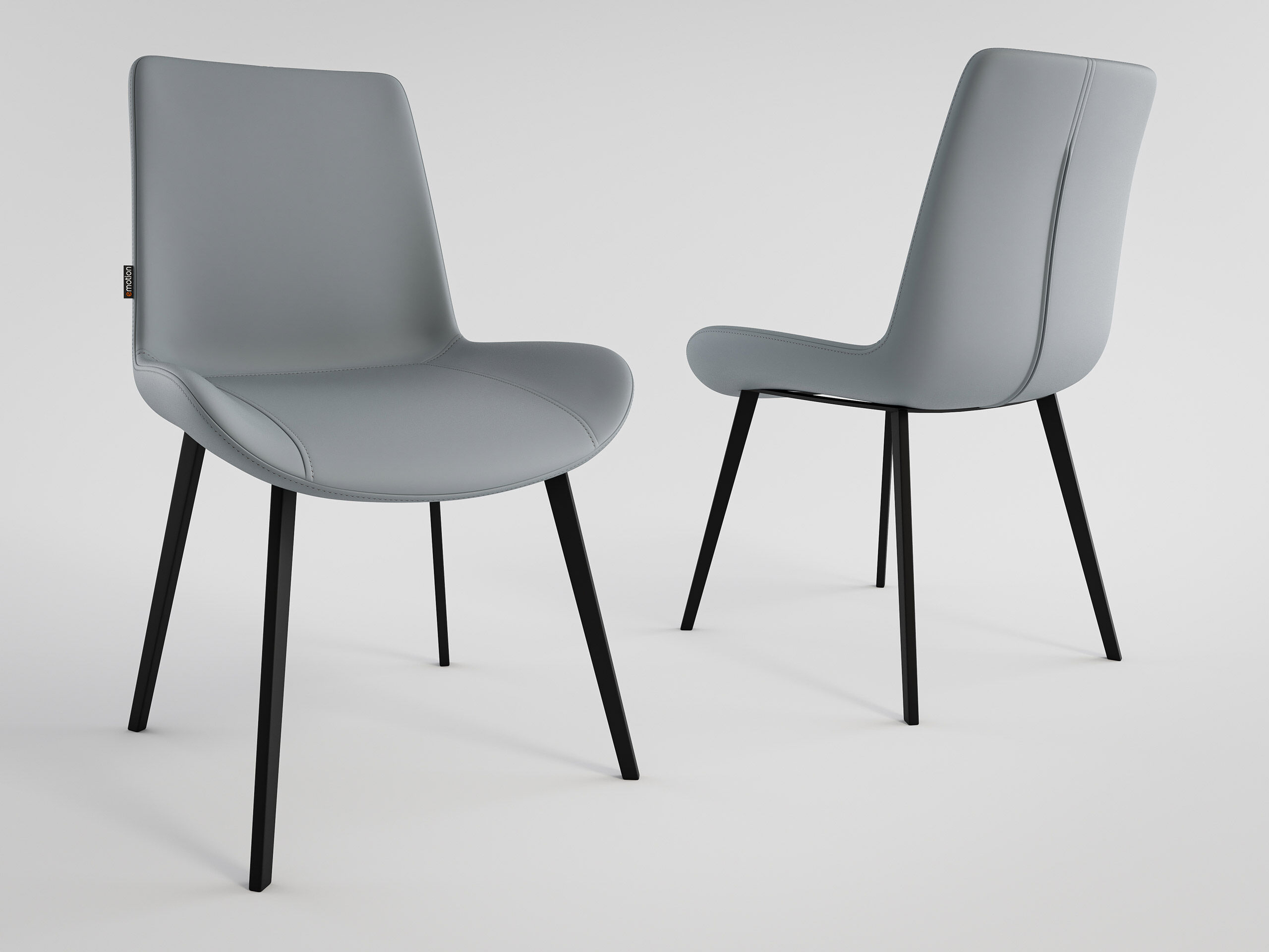 2er Set Esszimmerstuhl Design Küchenstuhl Chase Kunstleder hellgrau Metallbeine