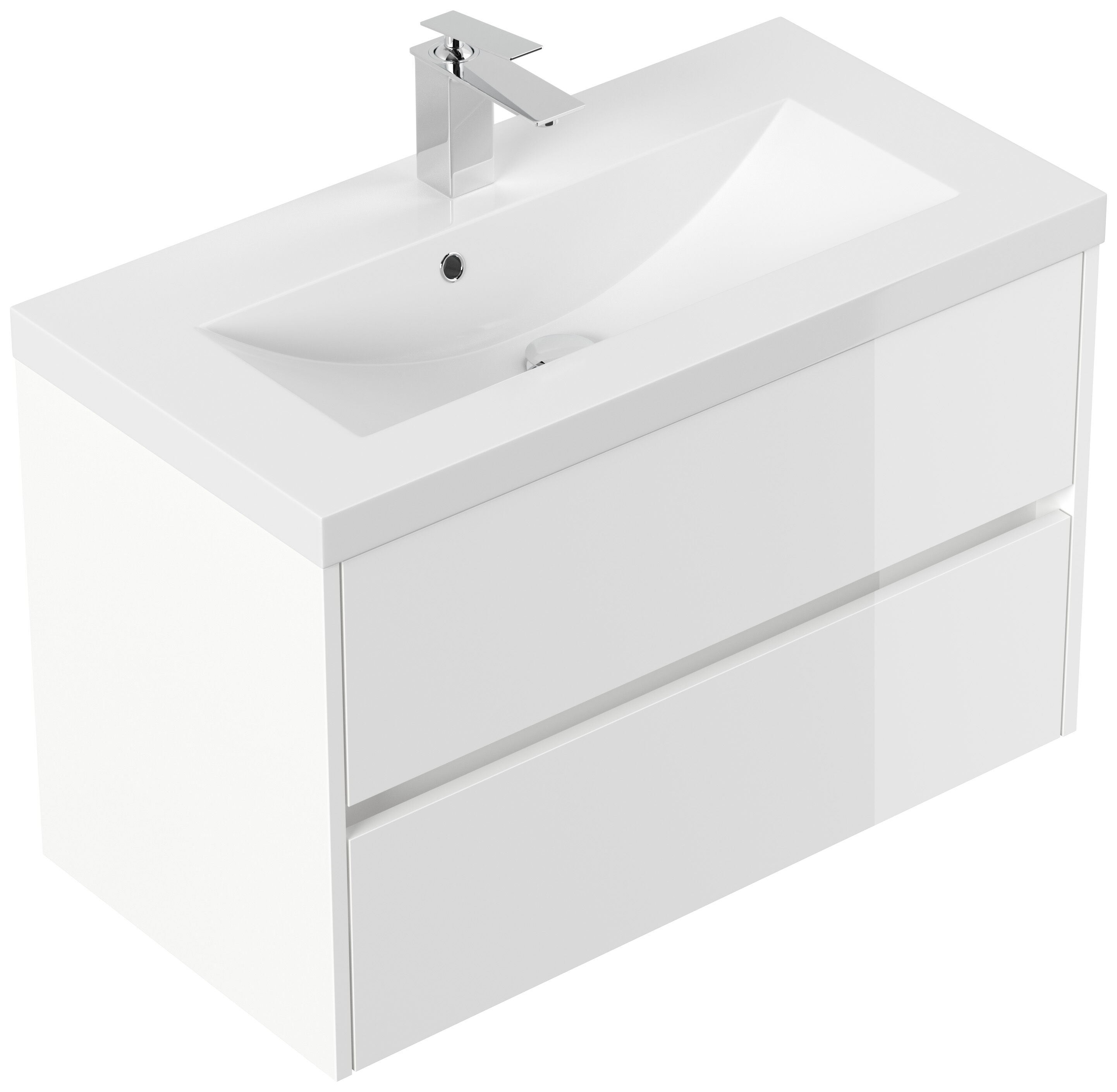 Badmöbel Melora & Waschtisch 80cm 2 Greifraum SoftClose Auszüge eiche gold