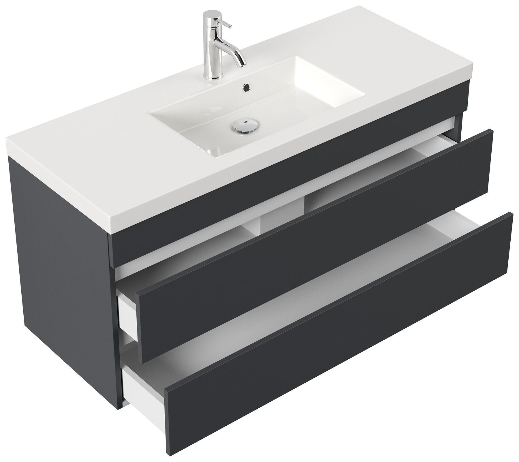 Badmöbel GENEVA 120 SoftClose grafit mit grifflosen Schubladen