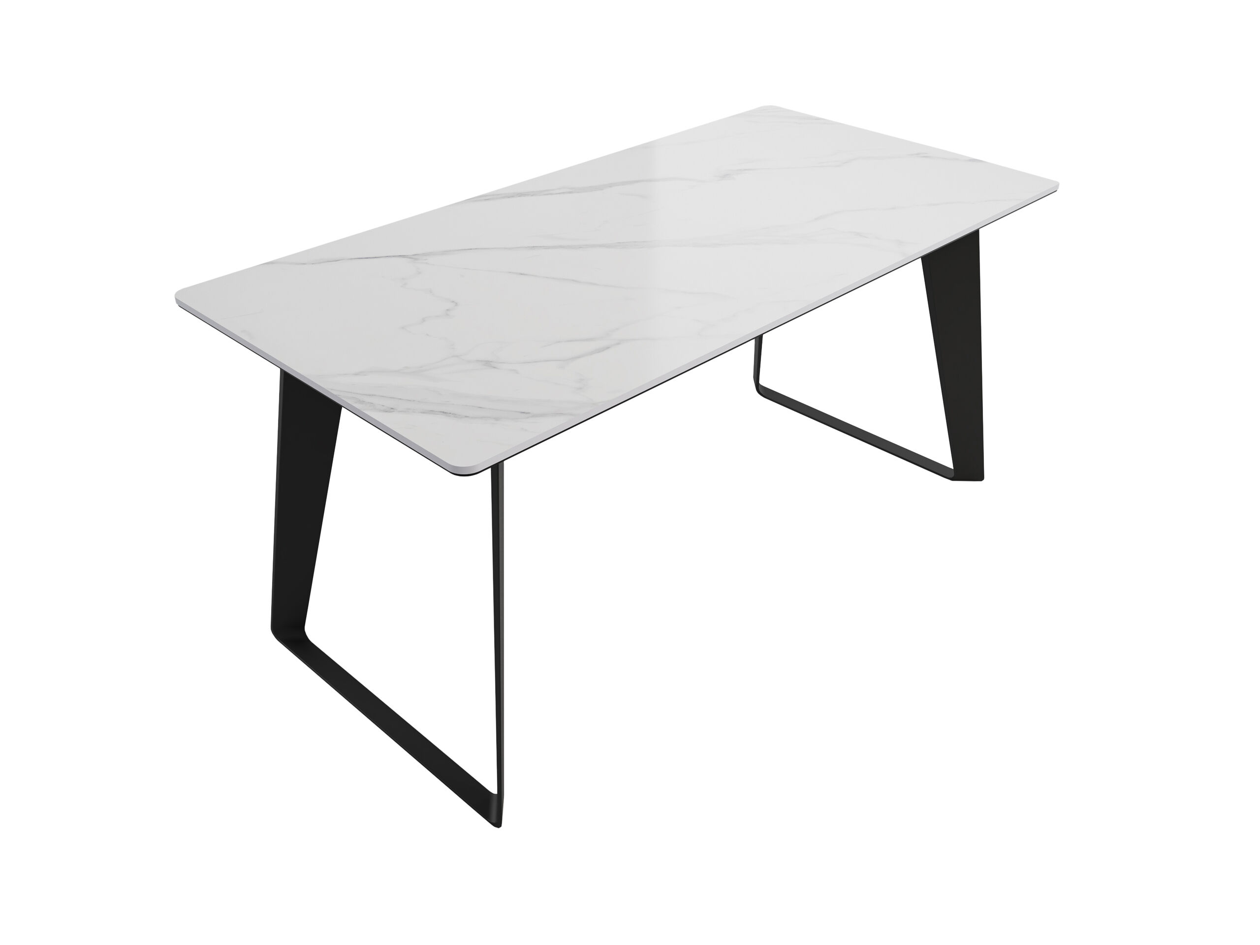 Esstisch 160x80cm weiße Keramikplatte schwarze U-Form Beine