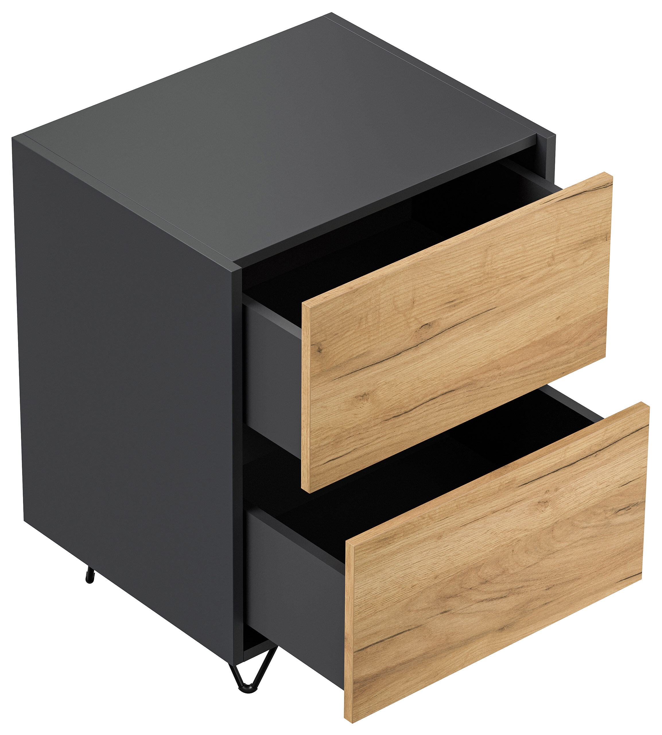 Nachttisch Yako 50cm 2 SoftClose stehend Weiß & Eiche Front