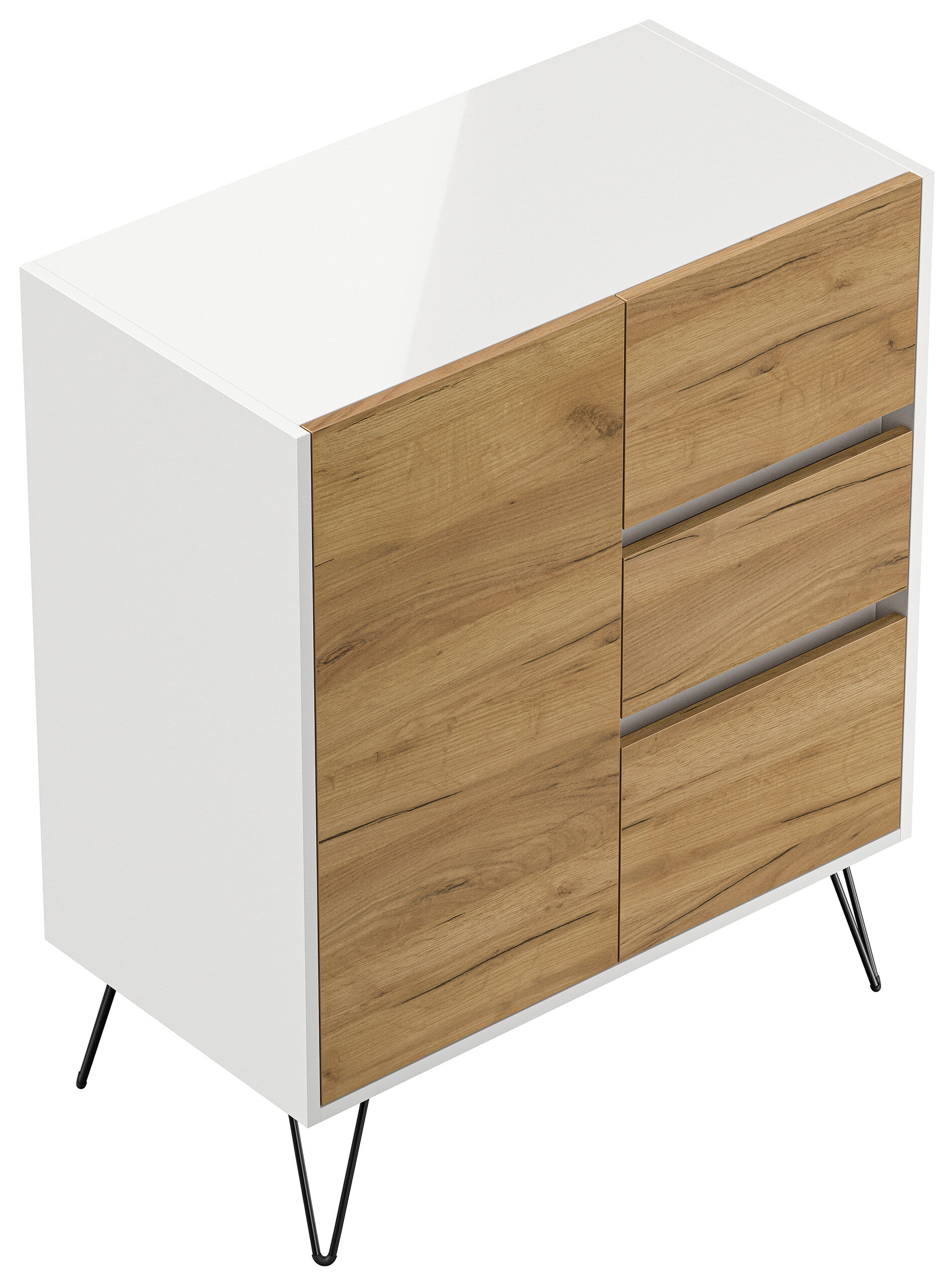 Design Sideboard Kommode Rauk 80cm 3 Greifraum SoftClose 1 Tür Grafit