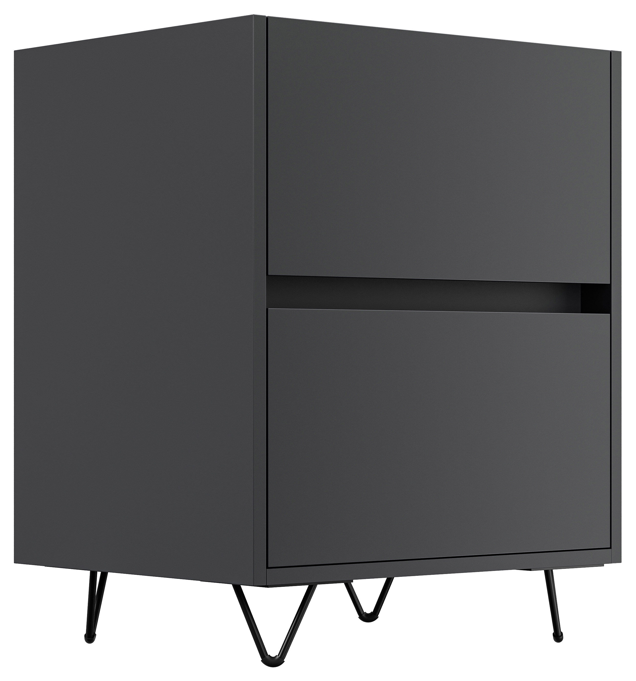 Nachttisch Yako 50cm 2 SoftClose stehend Weiß & Eiche Front