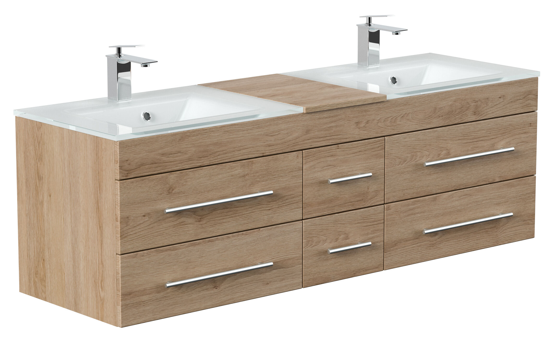 Badmöbel Vitro XL mit Doppel-Glasbecken SoftClose beton